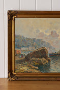 Load image into Gallery viewer, Mid-Century Original Oil on Canvas on Harbor in Giltwood Frame
