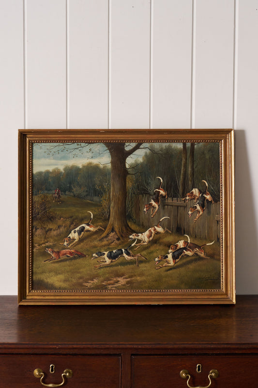 19th Century Oil On Board 'Gone Away' Signed by John Arnold Wheeler (1821-1903) In Gold Frame