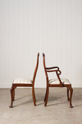 Load image into Gallery viewer, SET of 8 | Walnut Queen Anne Style Dining Chairs (c. 1930) with Newly Upholstered Gingham Cushions
