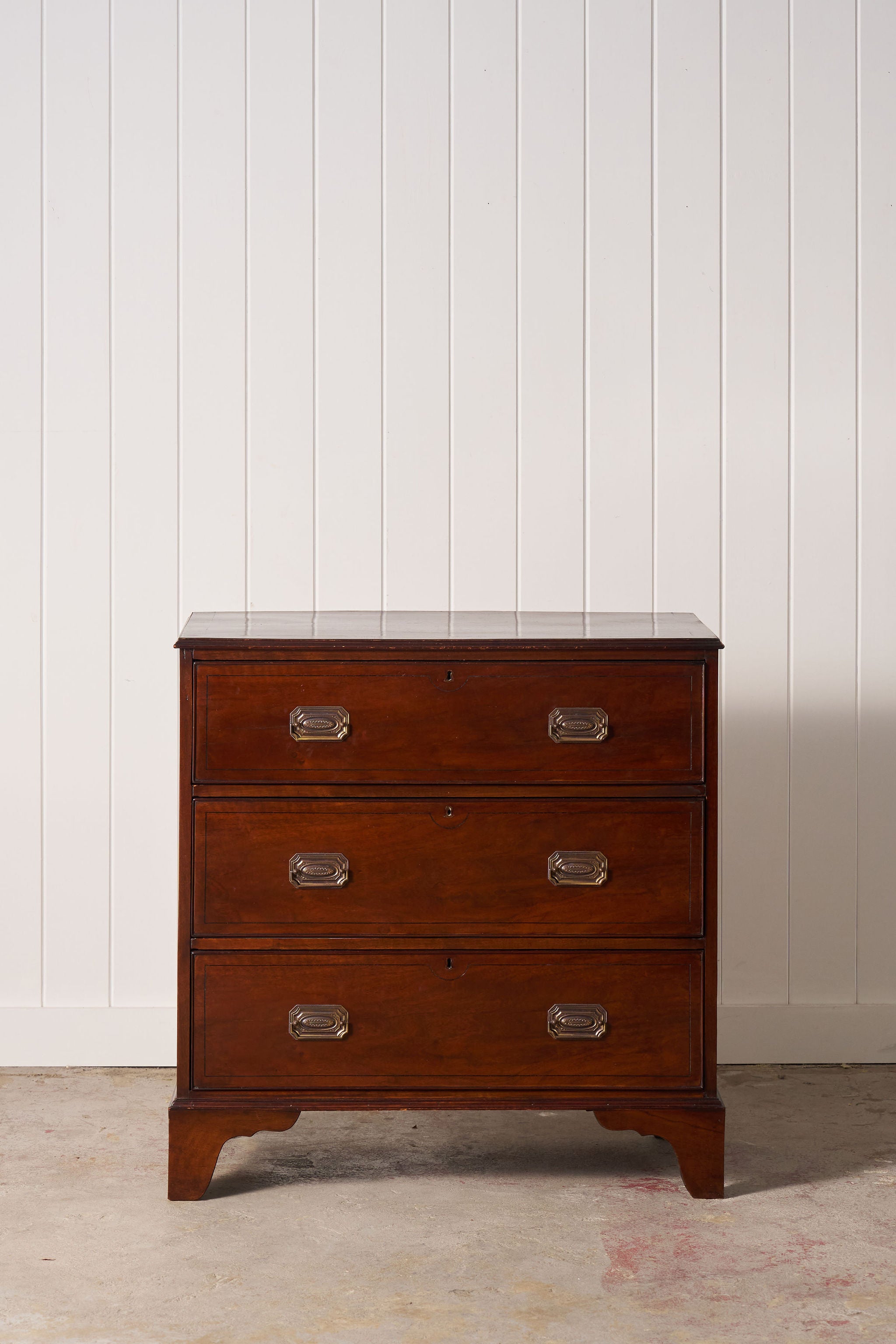 19th Century Mahogany Chest With Octagon Backplate Pulls