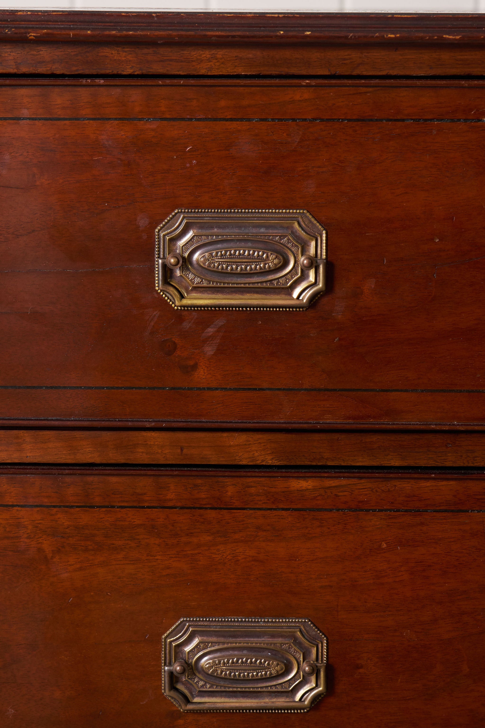19th Century Mahogany Chest With Octagon Backplate Pulls