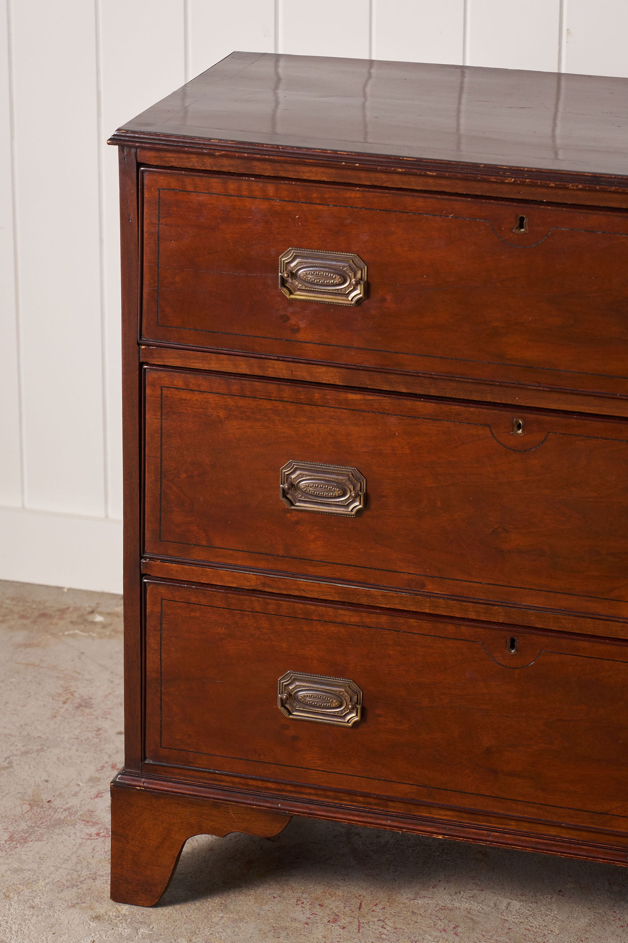 19th Century Mahogany Chest With Octagon Backplate Pulls