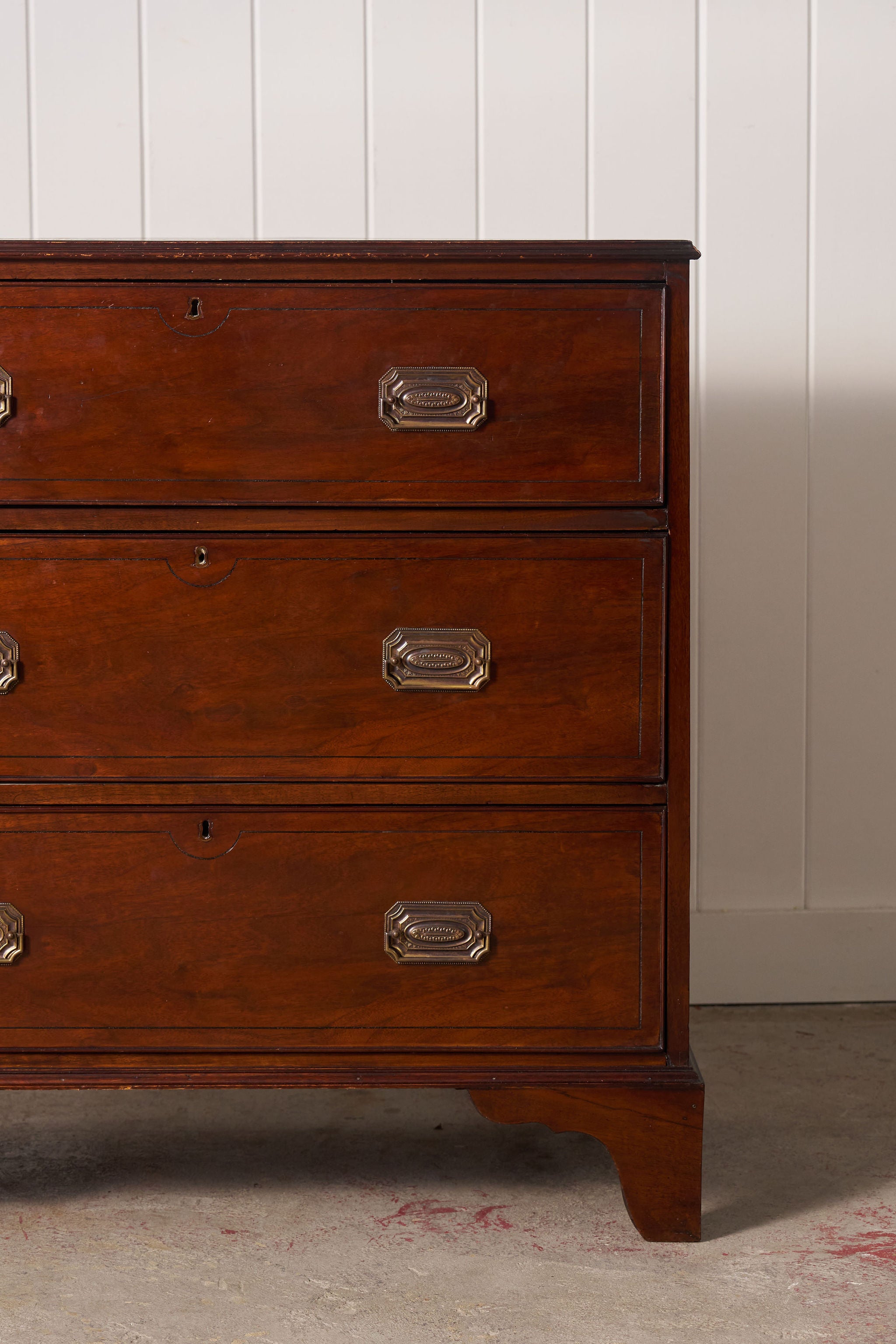 19th Century Mahogany Chest With Octagon Backplate Pulls