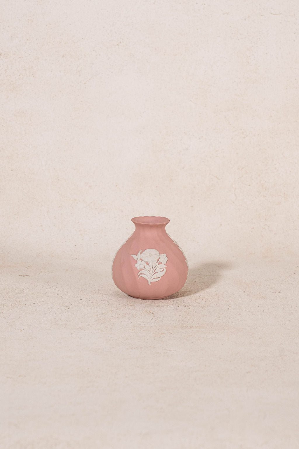 Wedgwood Pink Jasperware Petite Vase With Floral Motif