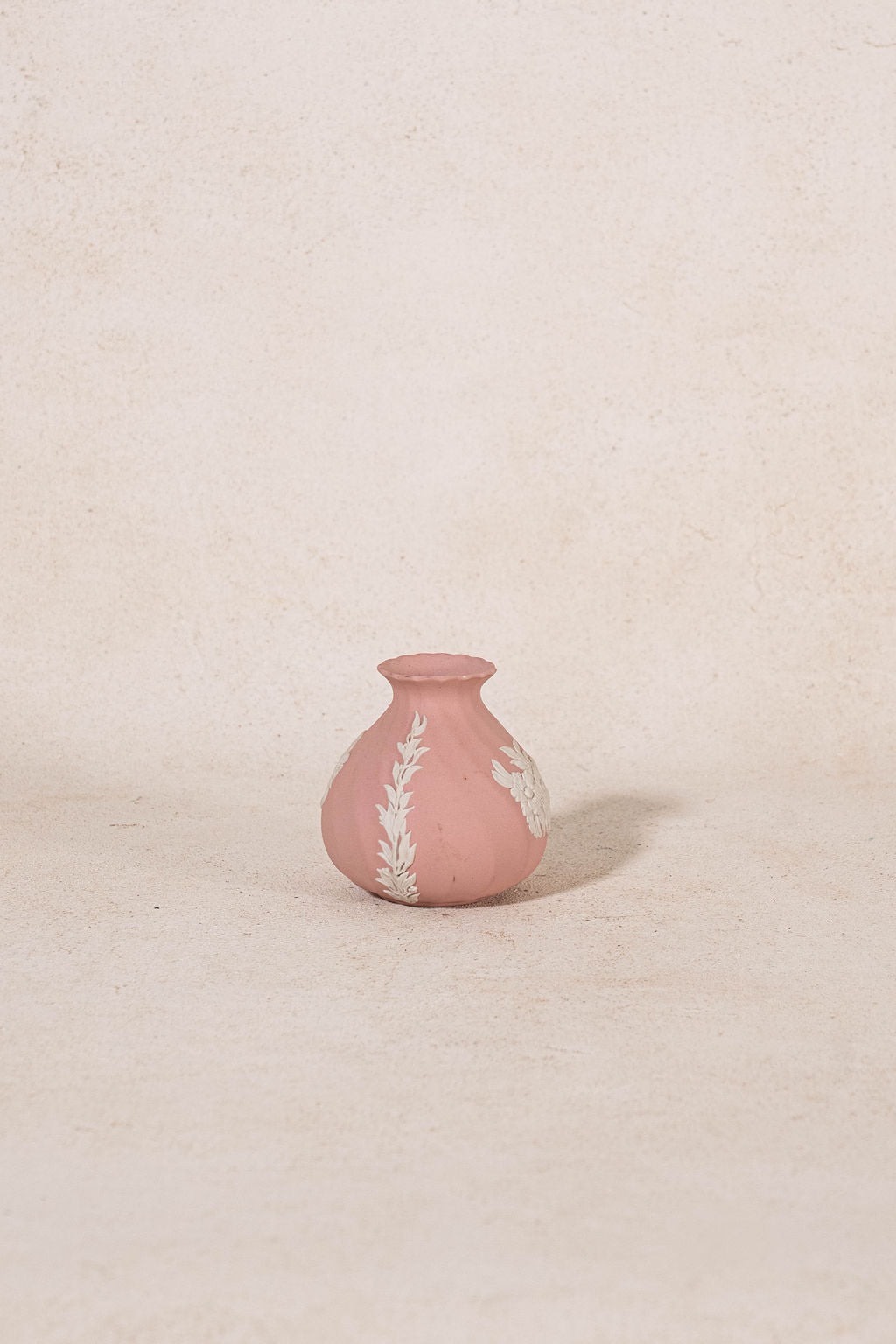 Wedgwood Pink Jasperware Petite Vase With Floral Motif