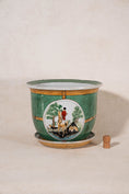 Load image into Gallery viewer, Vintage Green Hunter Jumper Planter with Catch Plate
