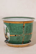 Load image into Gallery viewer, Vintage Green Hunter Jumper Planter with Catch Plate
