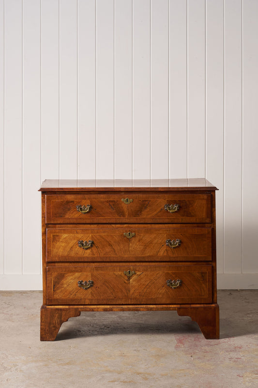 19th Century Walnut Crossbanded 3-Drawer Chest