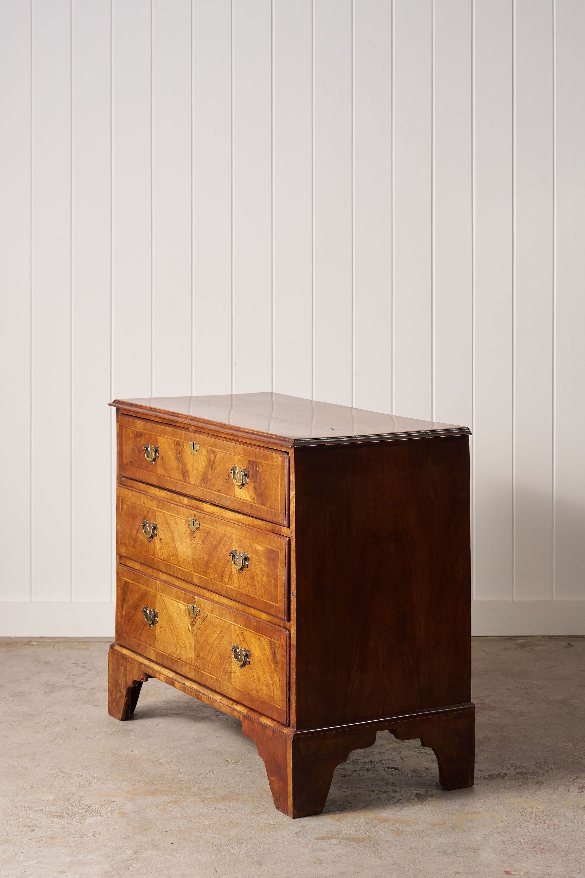 19th Century Walnut Crossbanded 3-Drawer Chest