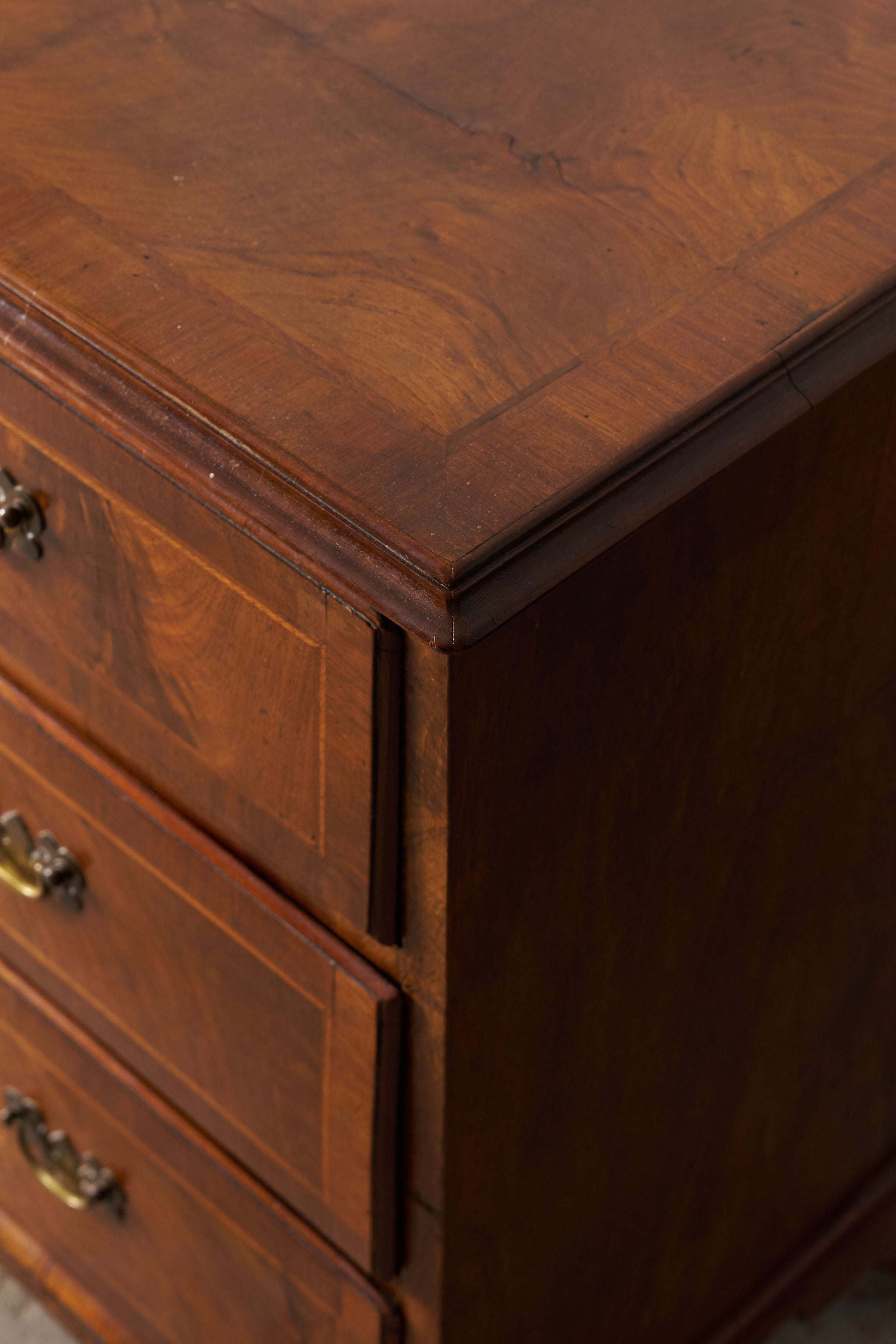 19th Century Walnut Crossbanded 3-Drawer Chest