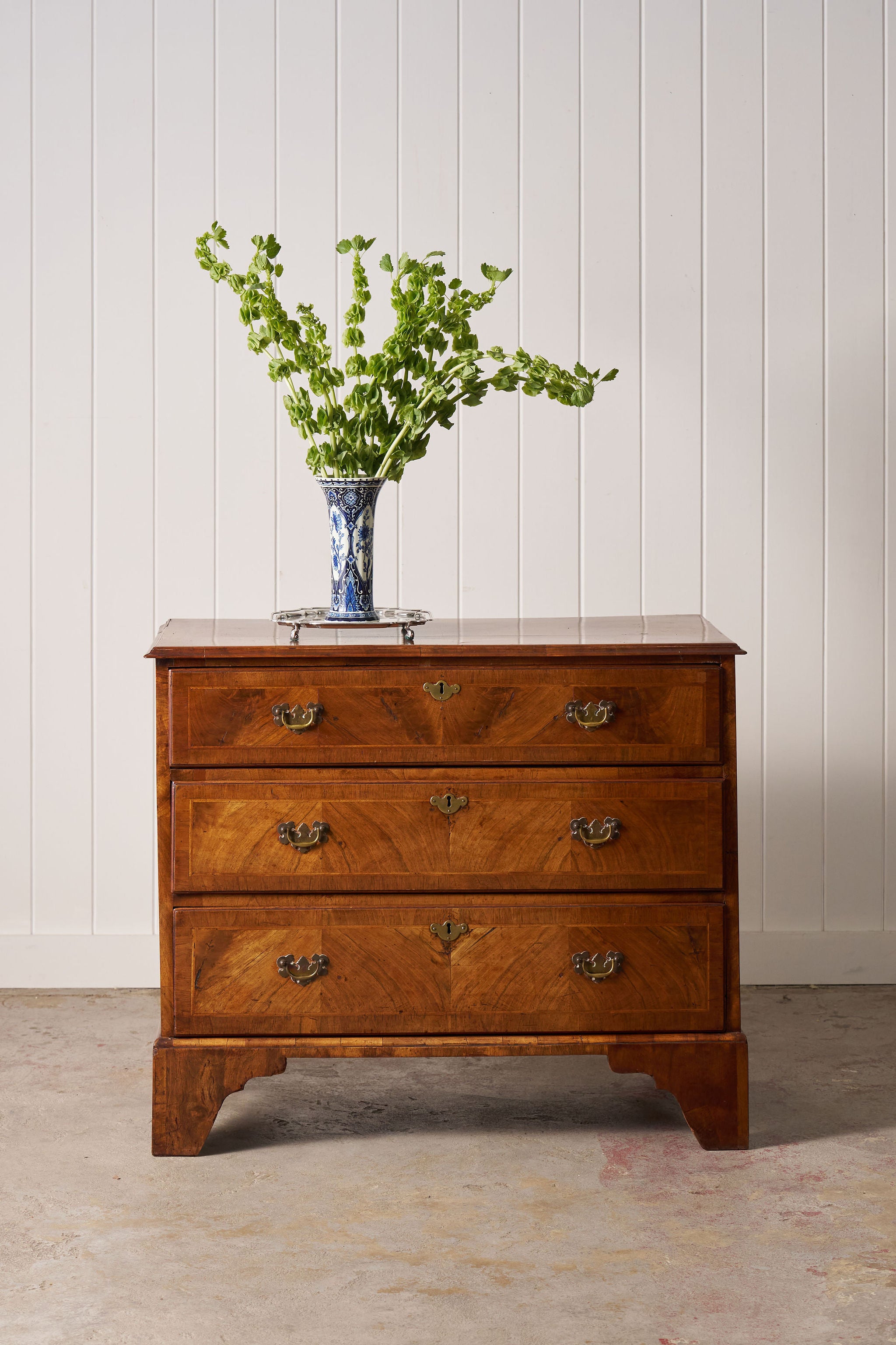 19th Century Walnut Crossbanded 3-Drawer Chest