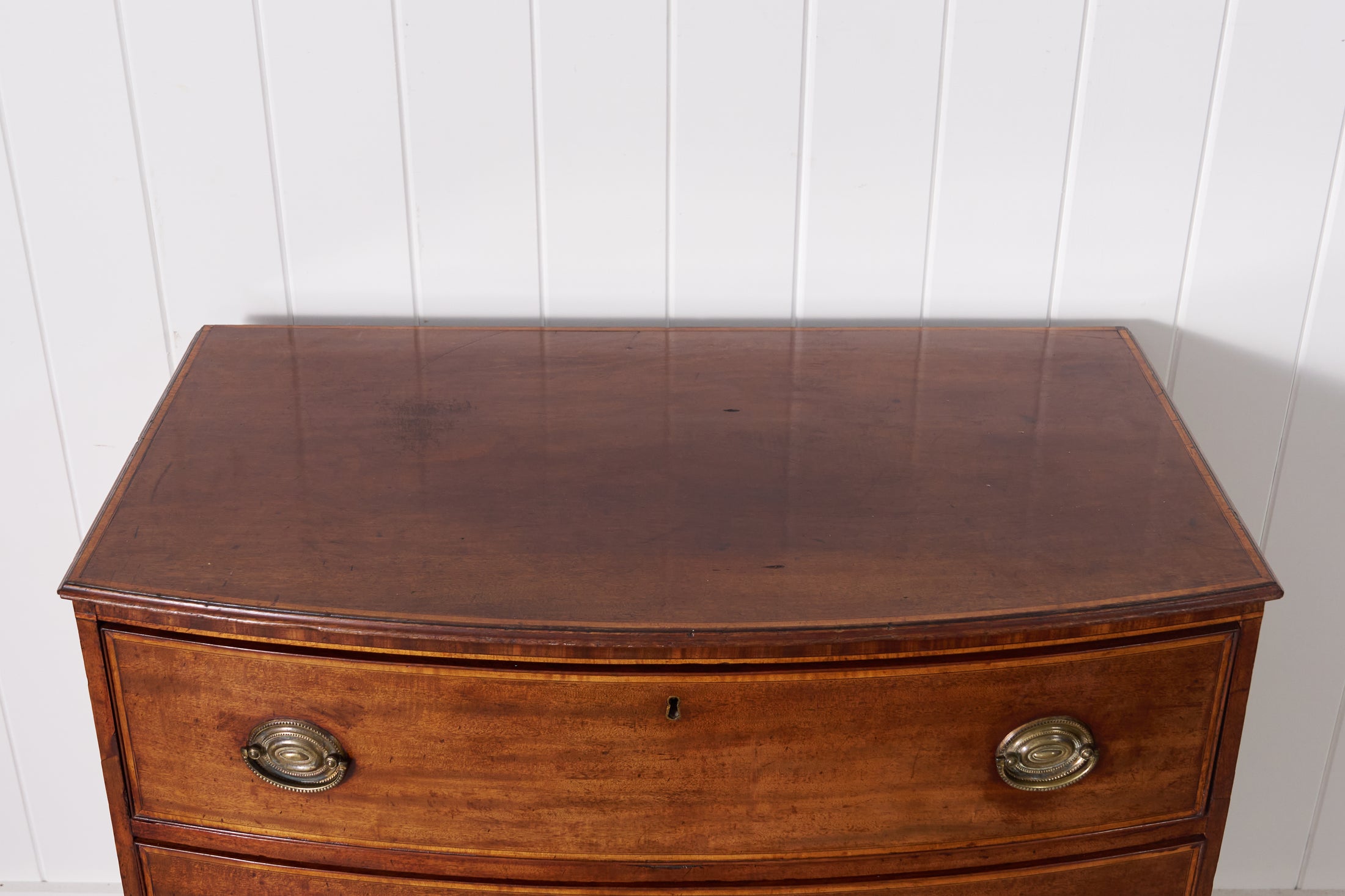 Early 19th Century Mahogany Inlaid Bowfront Chest