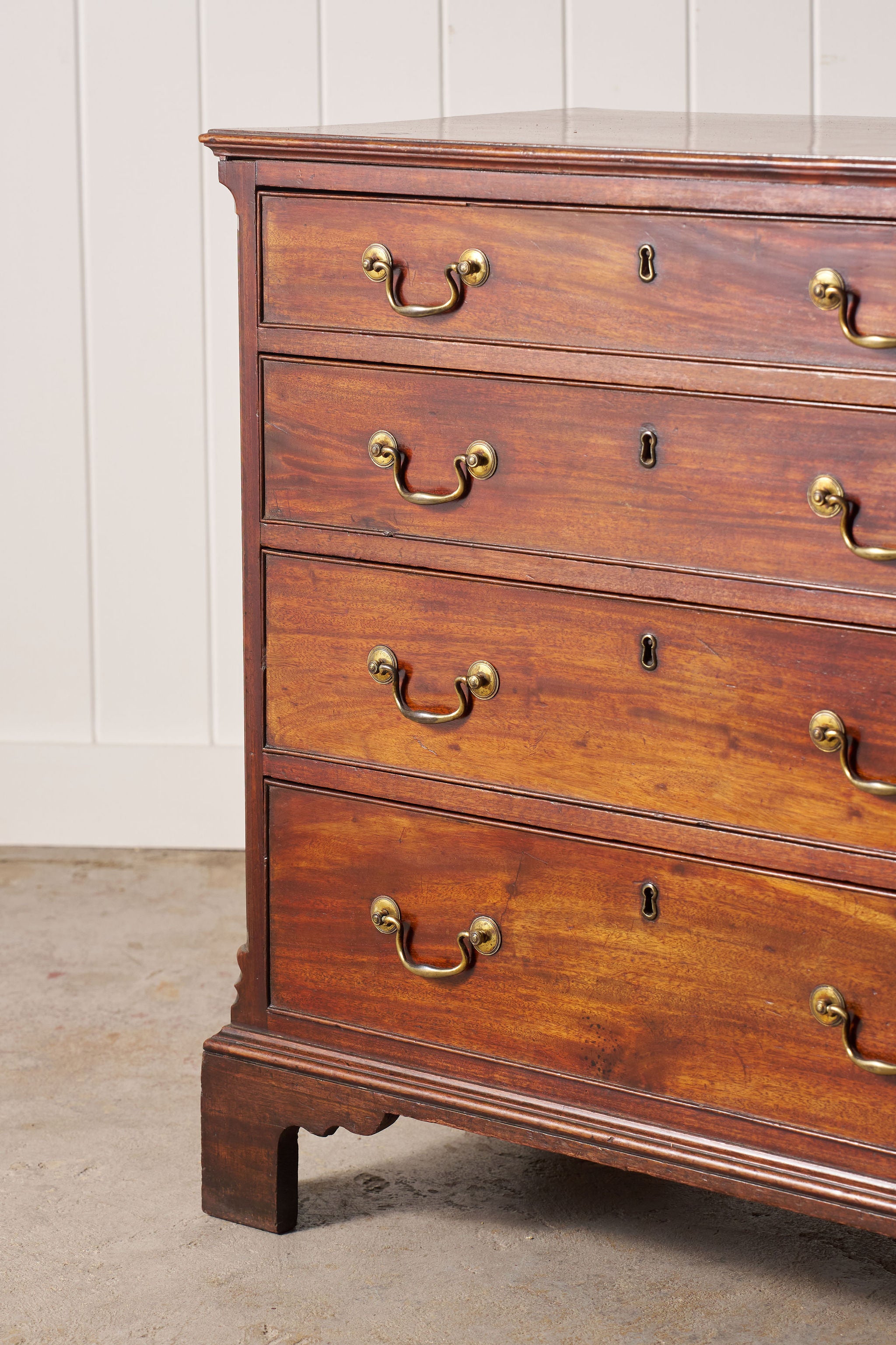Mahogany Small Four Height Chest (Original Brass Swan Handles)