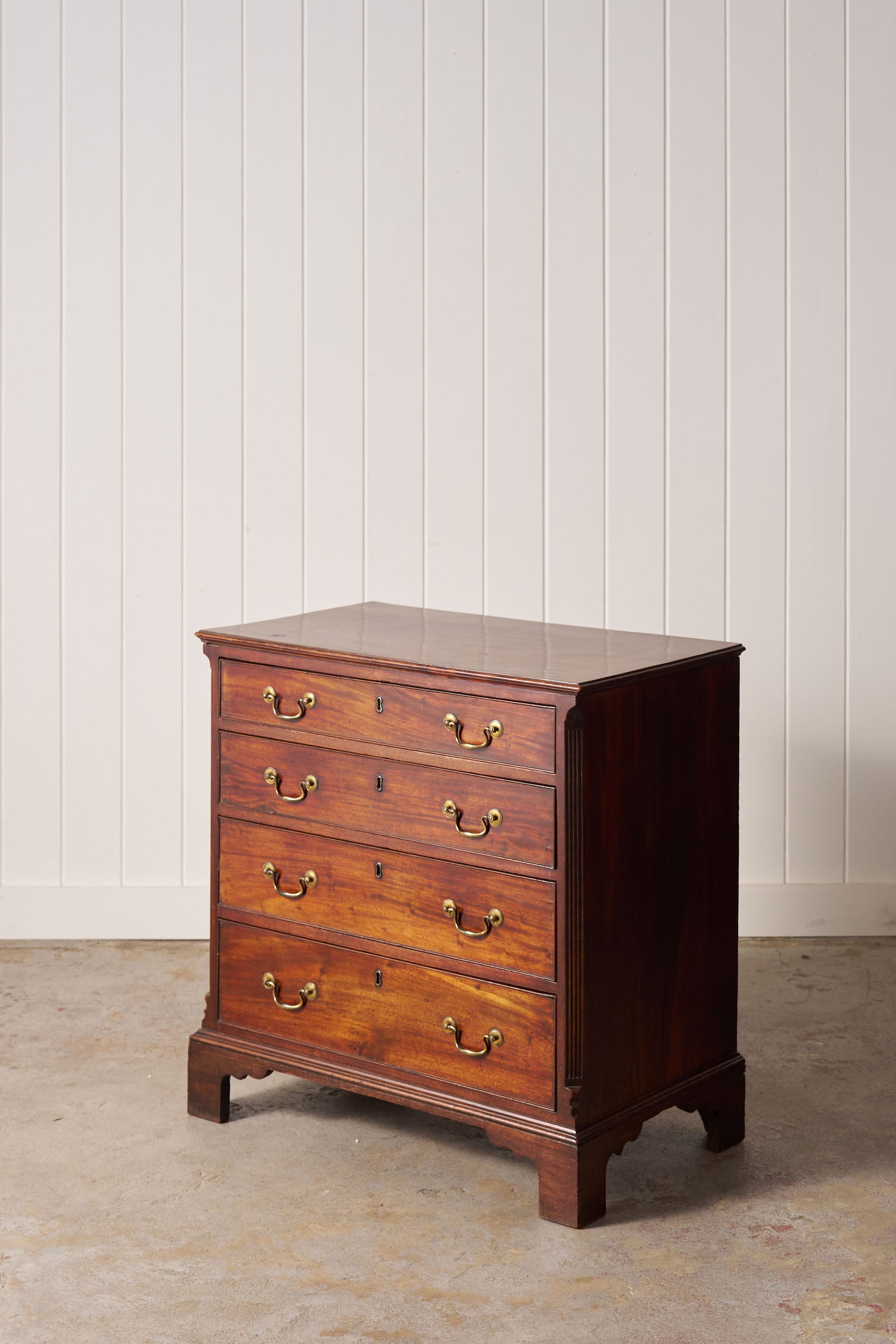 Mahogany Small Four Height Chest (Original Brass Swan Handles)