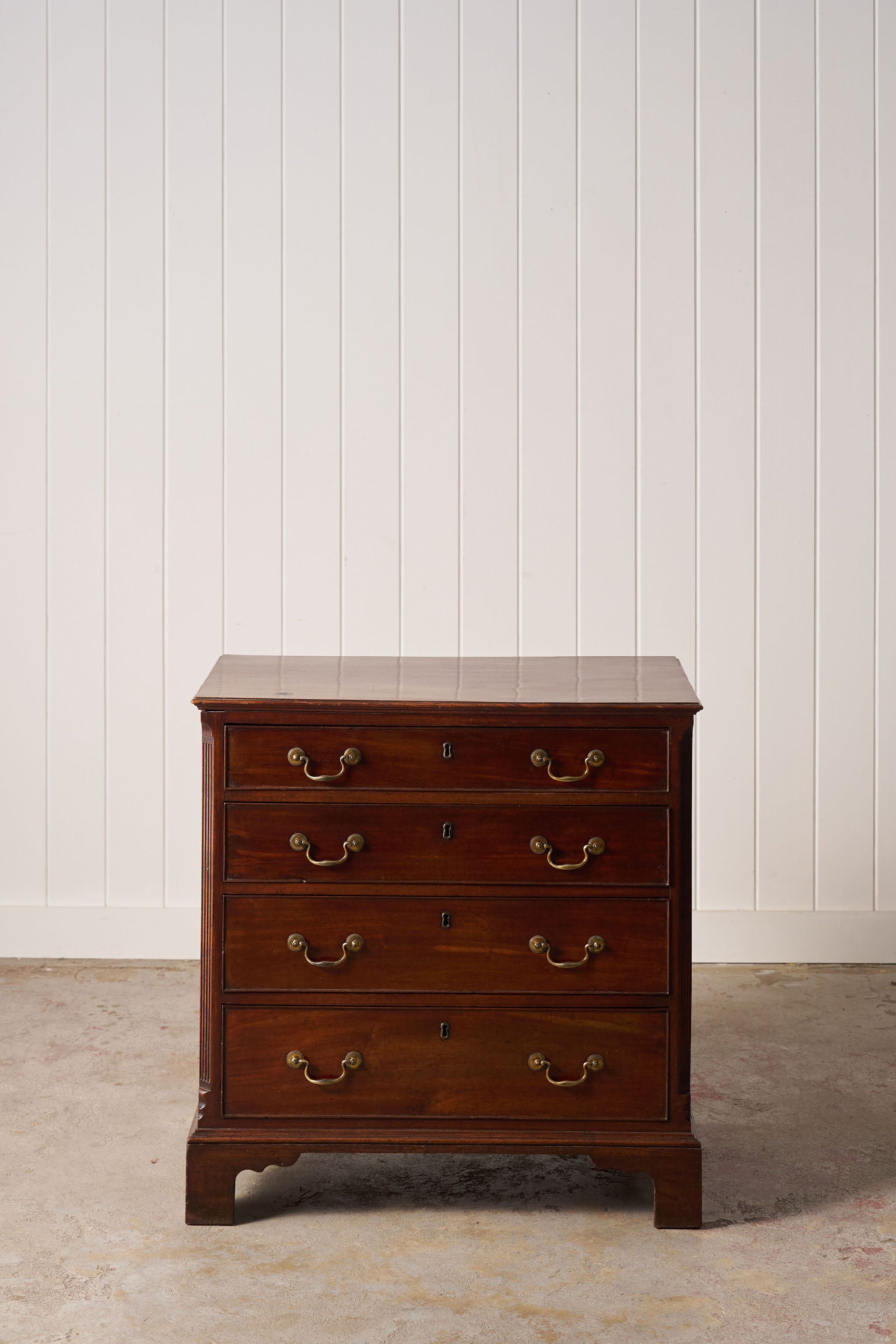 Mahogany Small Four Height Chest (Original Brass Swan Handles)