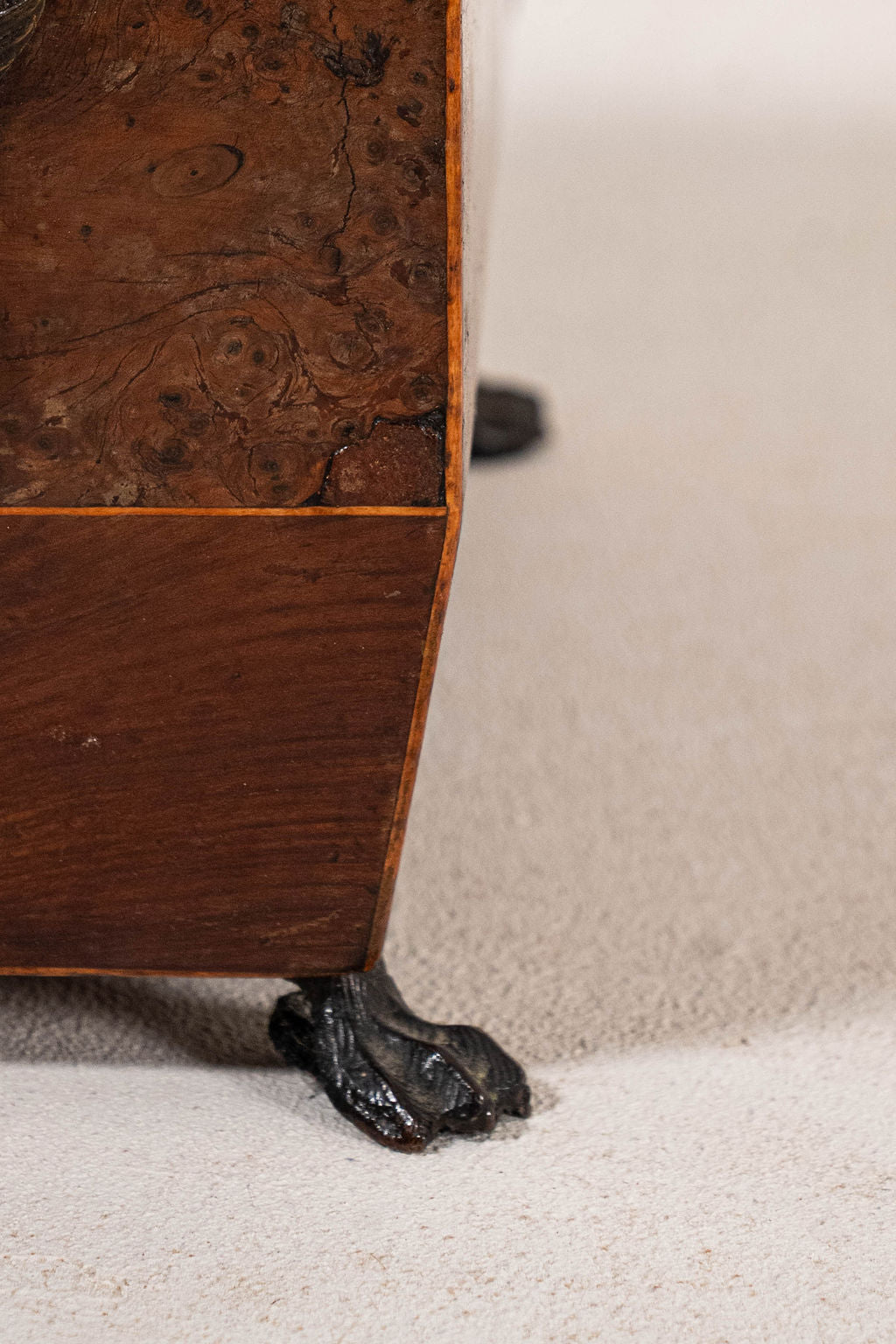 Regency Burl Yew Tea Caddy (c. 1820)