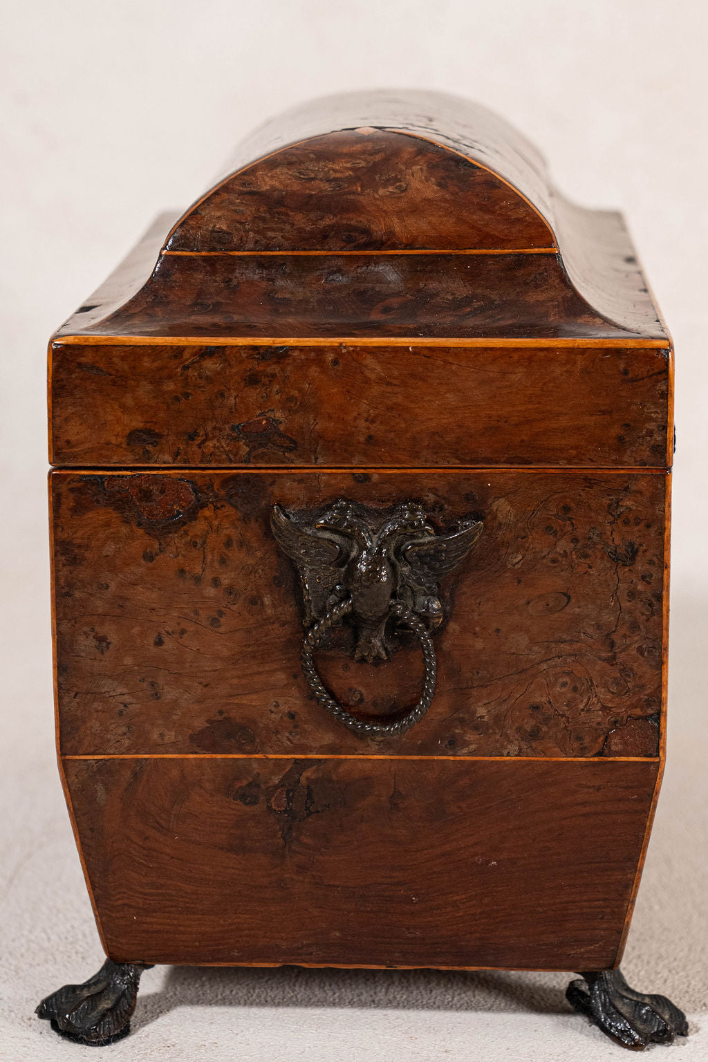 Regency Burl Yew Tea Caddy (c. 1820)