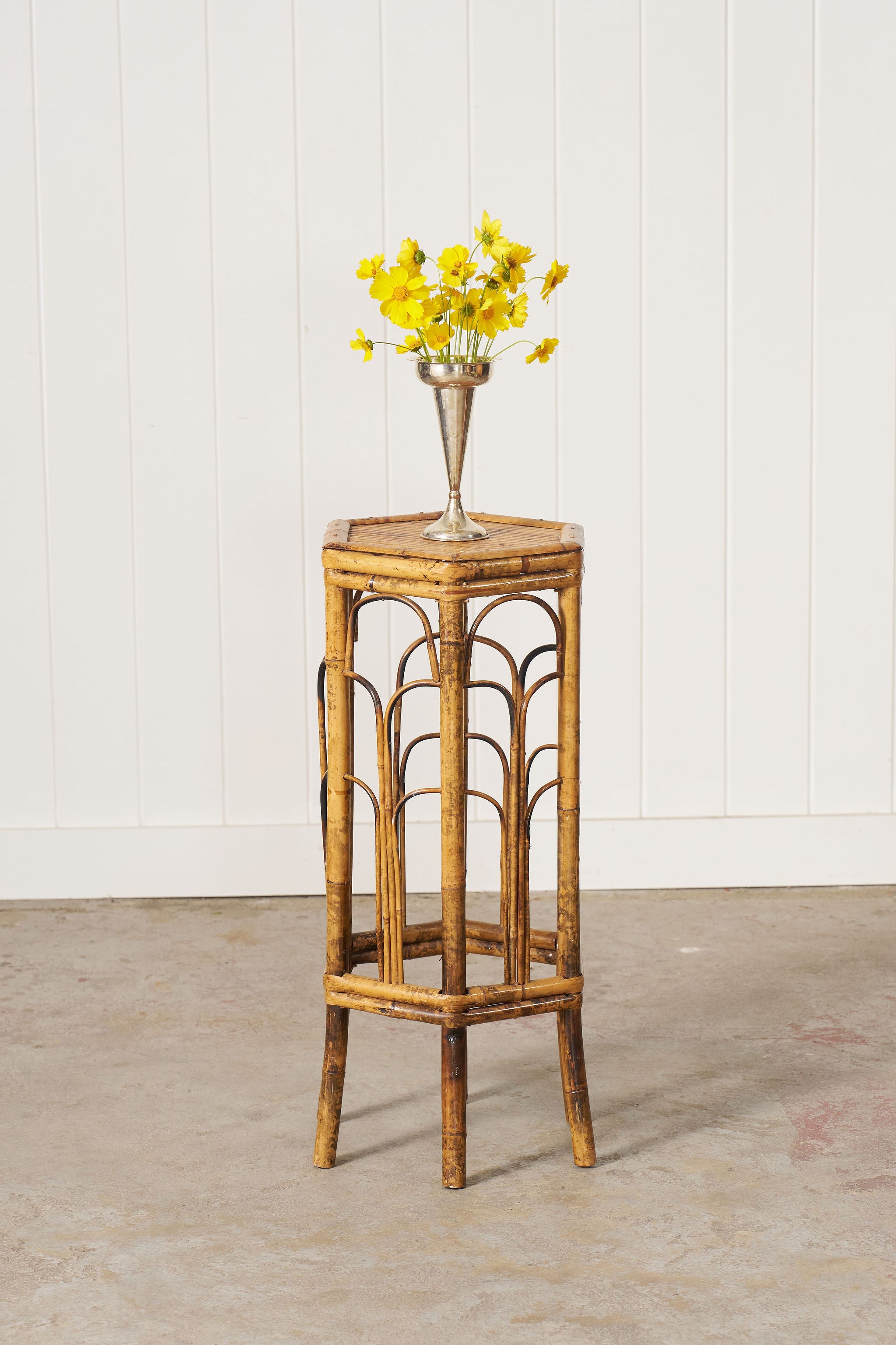 19th Century English Colonial Hexagonal Bamboo Plant Stand