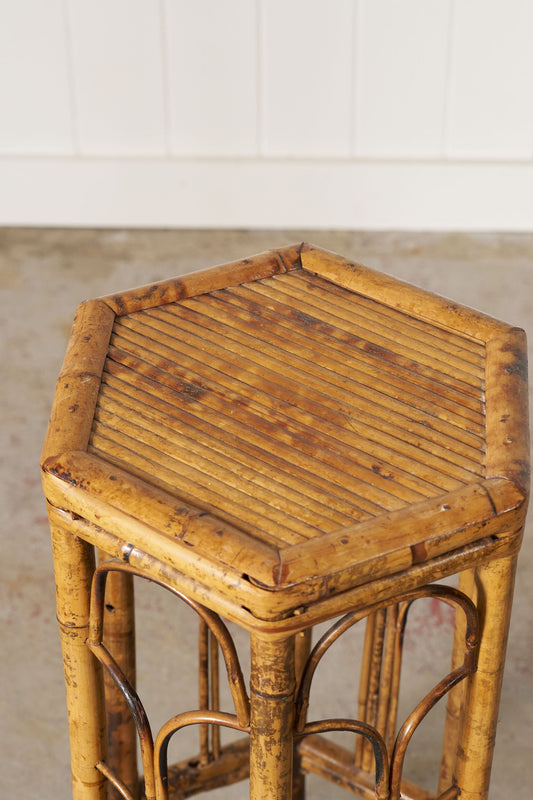 19th Century English Colonial Hexagonal Bamboo Plant Stand