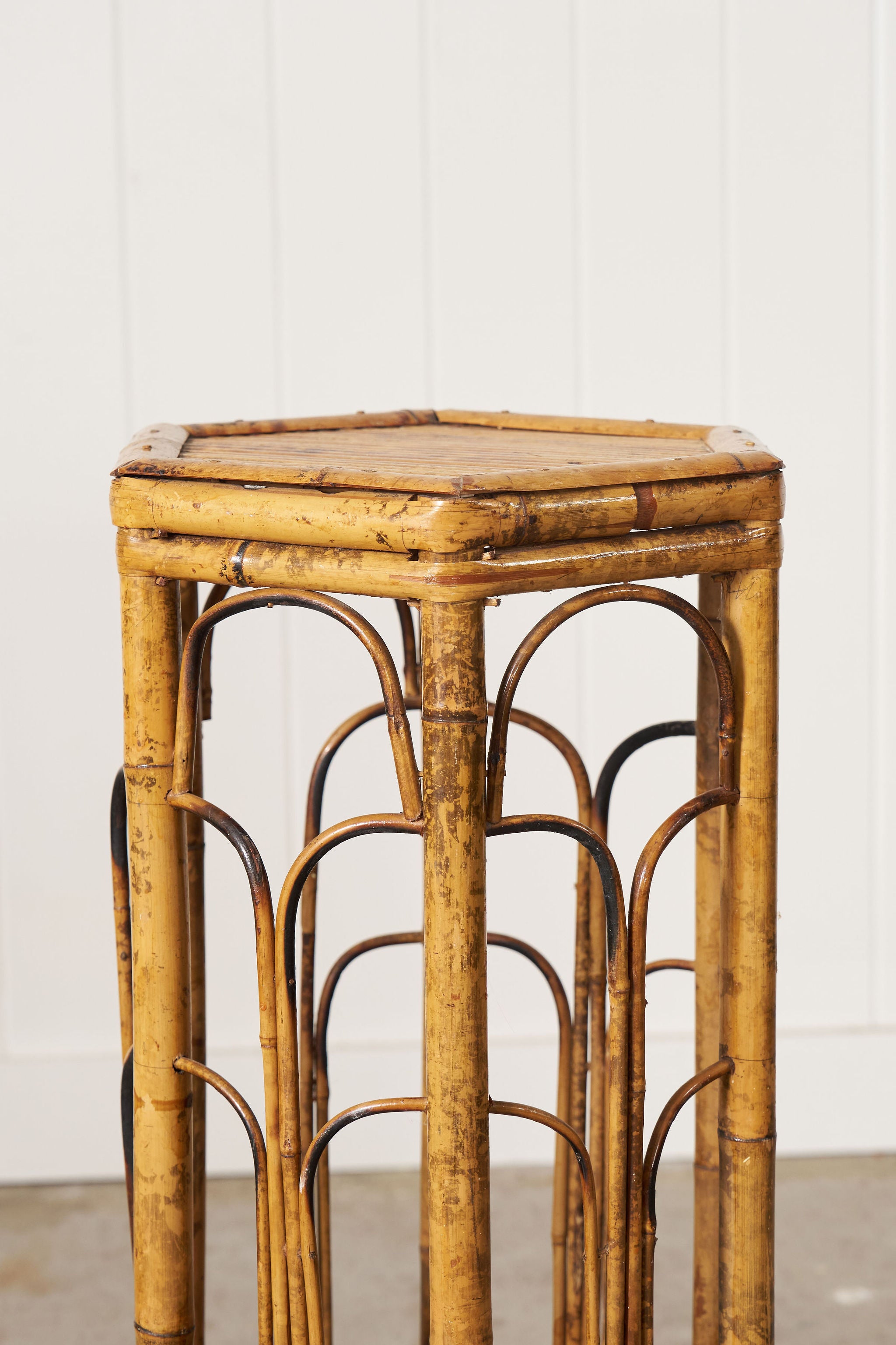 19th Century English Colonial Hexagonal Bamboo Plant Stand