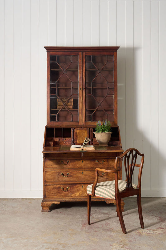 Early 19th Century Astral Glazed Burl Mahogany Bureau Bookcase