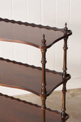 Load image into Gallery viewer, English Mahogany Bookshelf With Serpentine Shelves + Scalloped Back
