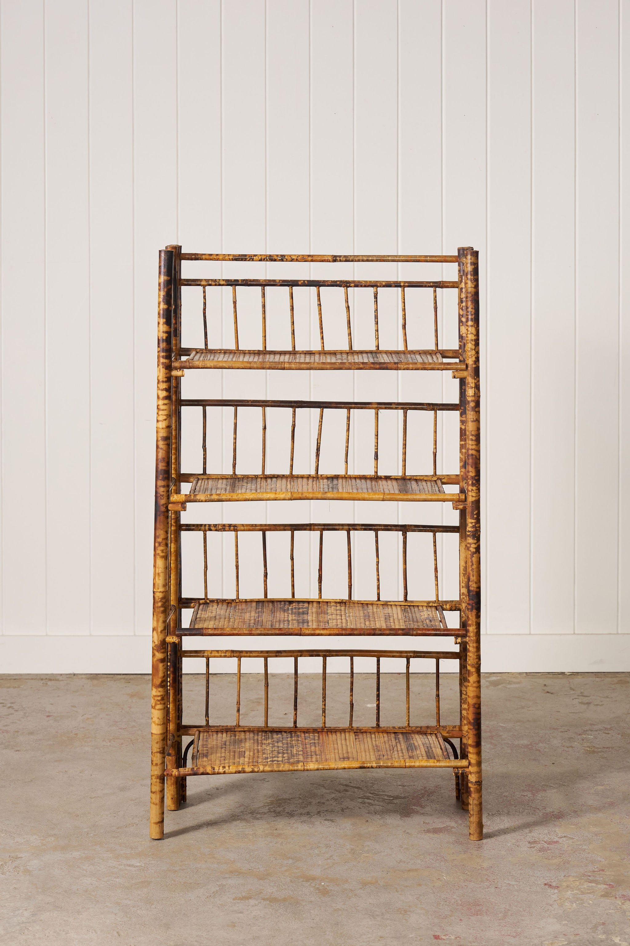 Victorian Folding Bamboo Bookcase With Brass Hinges