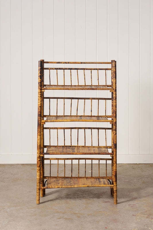 Victorian Folding Bamboo Bookcase With Brass Hinges