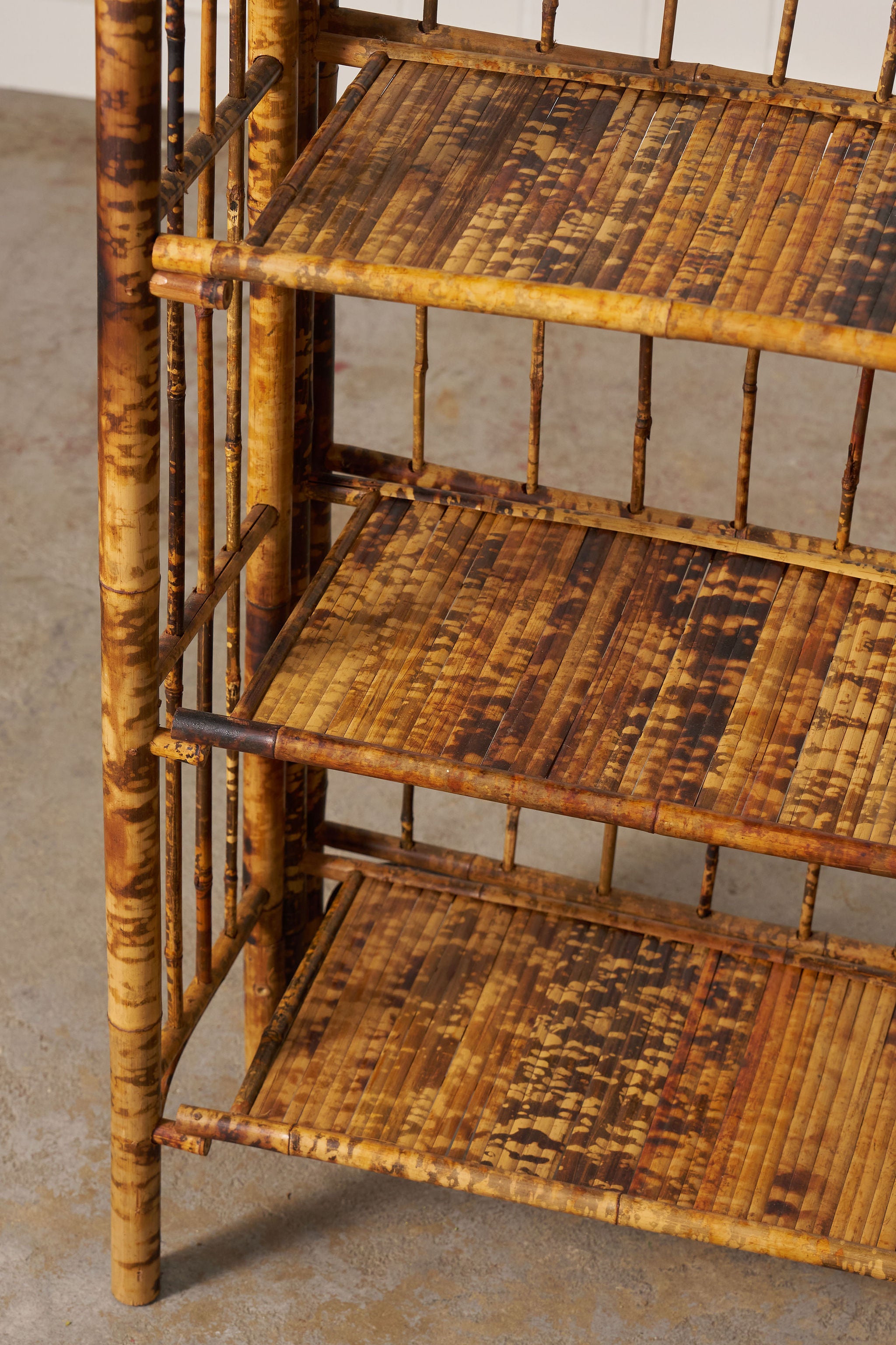 Victorian Folding Bamboo Bookcase With Brass Hinges