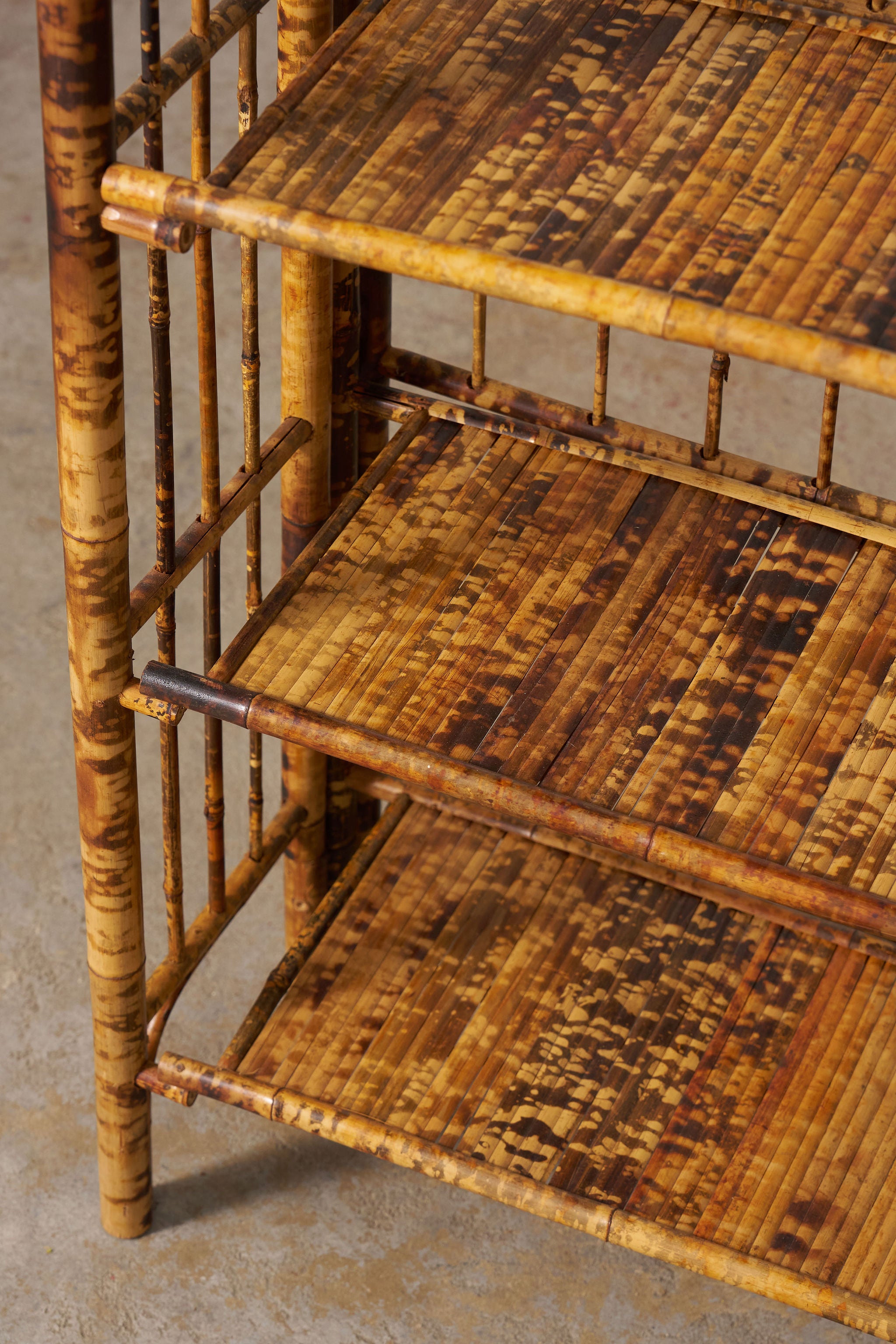 Victorian Folding Bamboo Bookcase With Brass Hinges