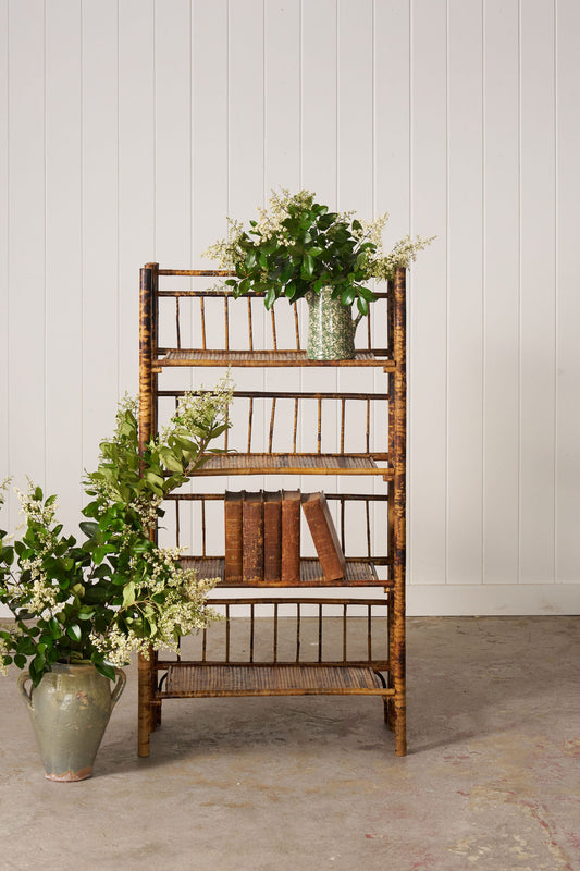 Victorian Folding Bamboo Bookcase With Brass Hinges