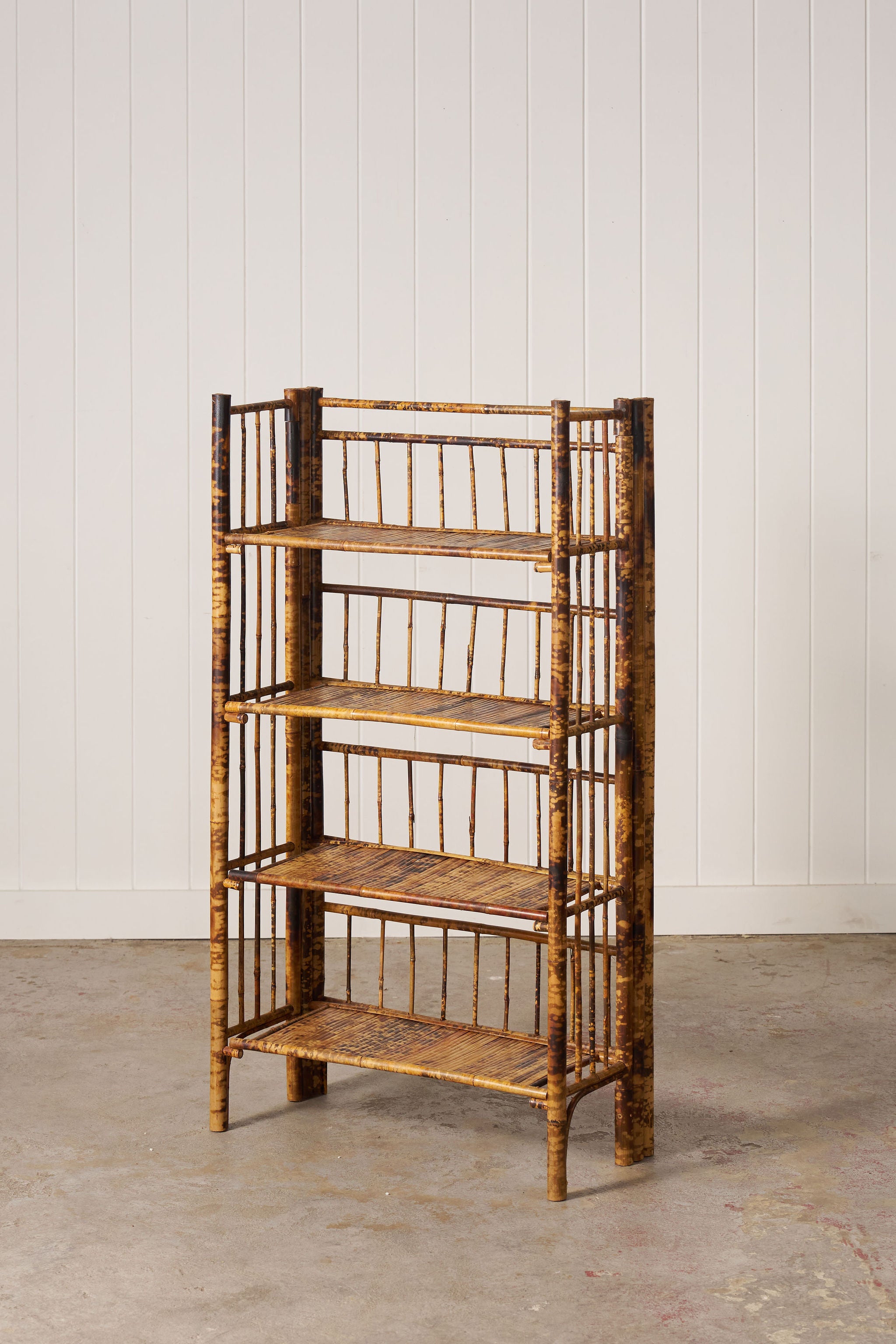 Victorian Folding Bamboo Bookcase With Brass Hinges