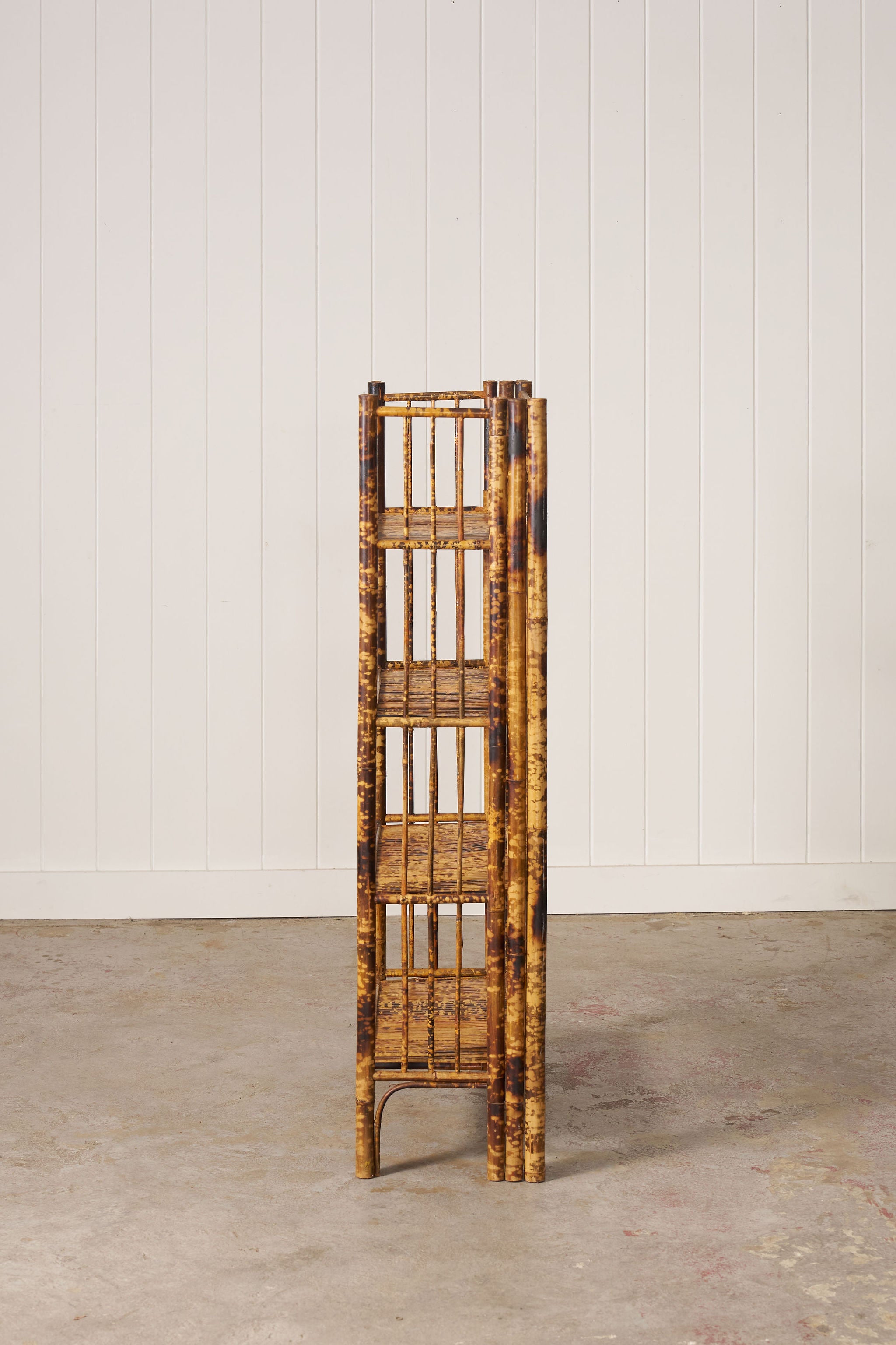 Victorian Folding Bamboo Bookcase With Brass Hinges