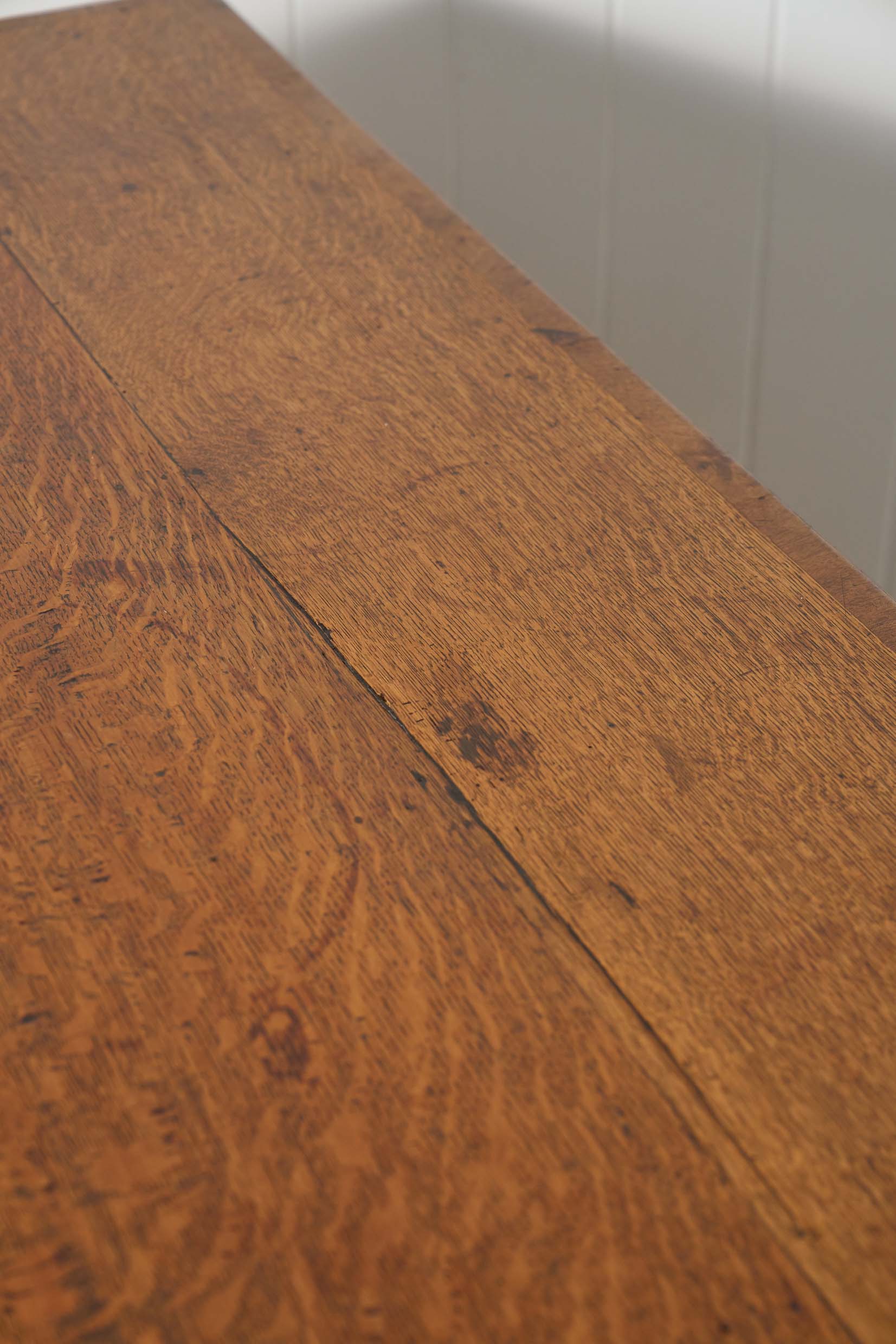 Exquisite Late Georgian Period Oak + Mahogany Banded Dresser Base (c. 1780) with Original Swan Handles