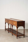 Load image into Gallery viewer, 19th Century English Oak Dresser Base / Server with Bottom Slats + 3-Drawers
