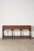 Load image into Gallery viewer, 19th Century English Oak Dresser Base / Server with Bottom Slats + 3-Drawers
