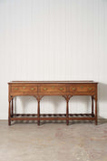 Load image into Gallery viewer, 19th Century English Oak Dresser Base / Server with Bottom Slats + 3-Drawers
