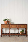 Load image into Gallery viewer, 19th Century English Oak Dresser Base / Server with Bottom Slats + 3-Drawers
