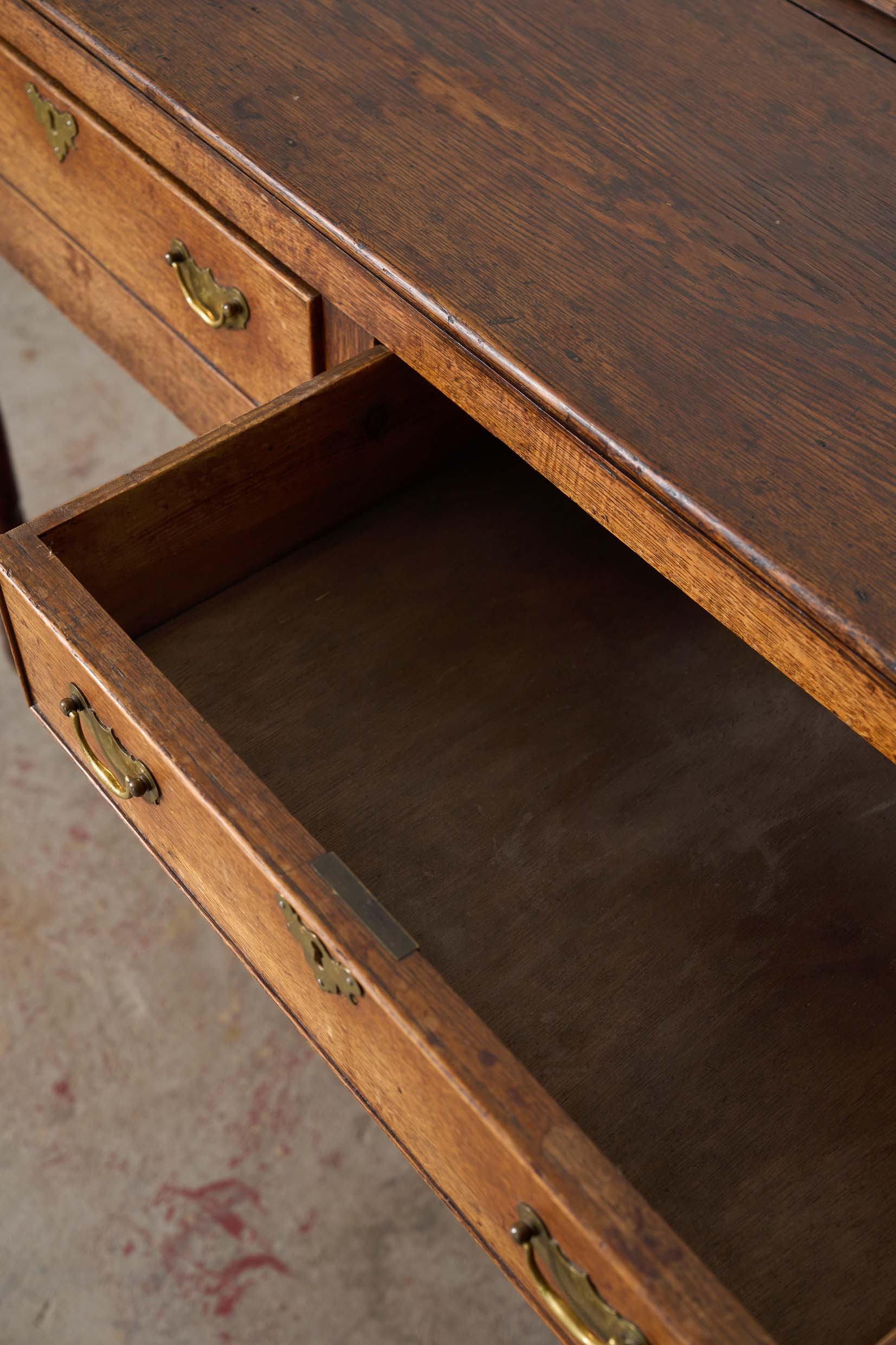 19th Century English Oak Dresser Base / Server with Bottom Slats + 3-Drawers