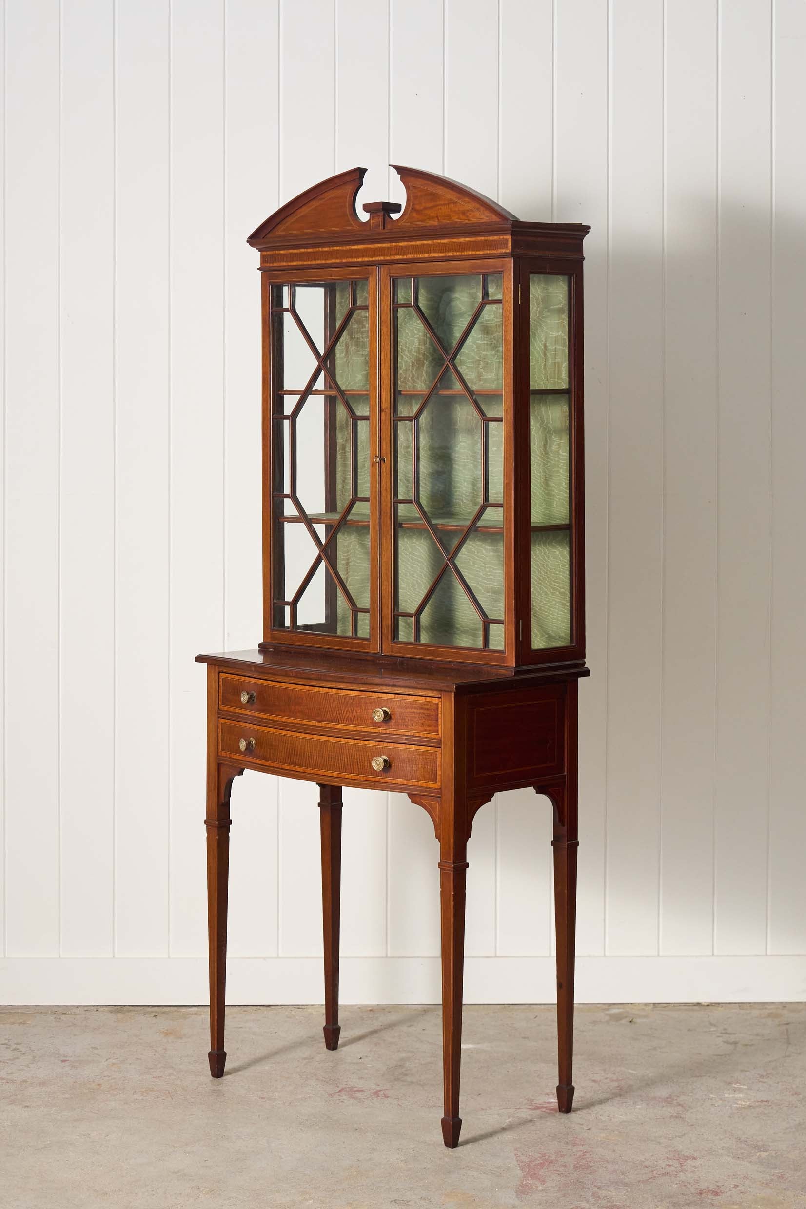 Edwardian Mahogany Inlaid Cabinet on Tapered Legs + Spade Feet (c. 1910)