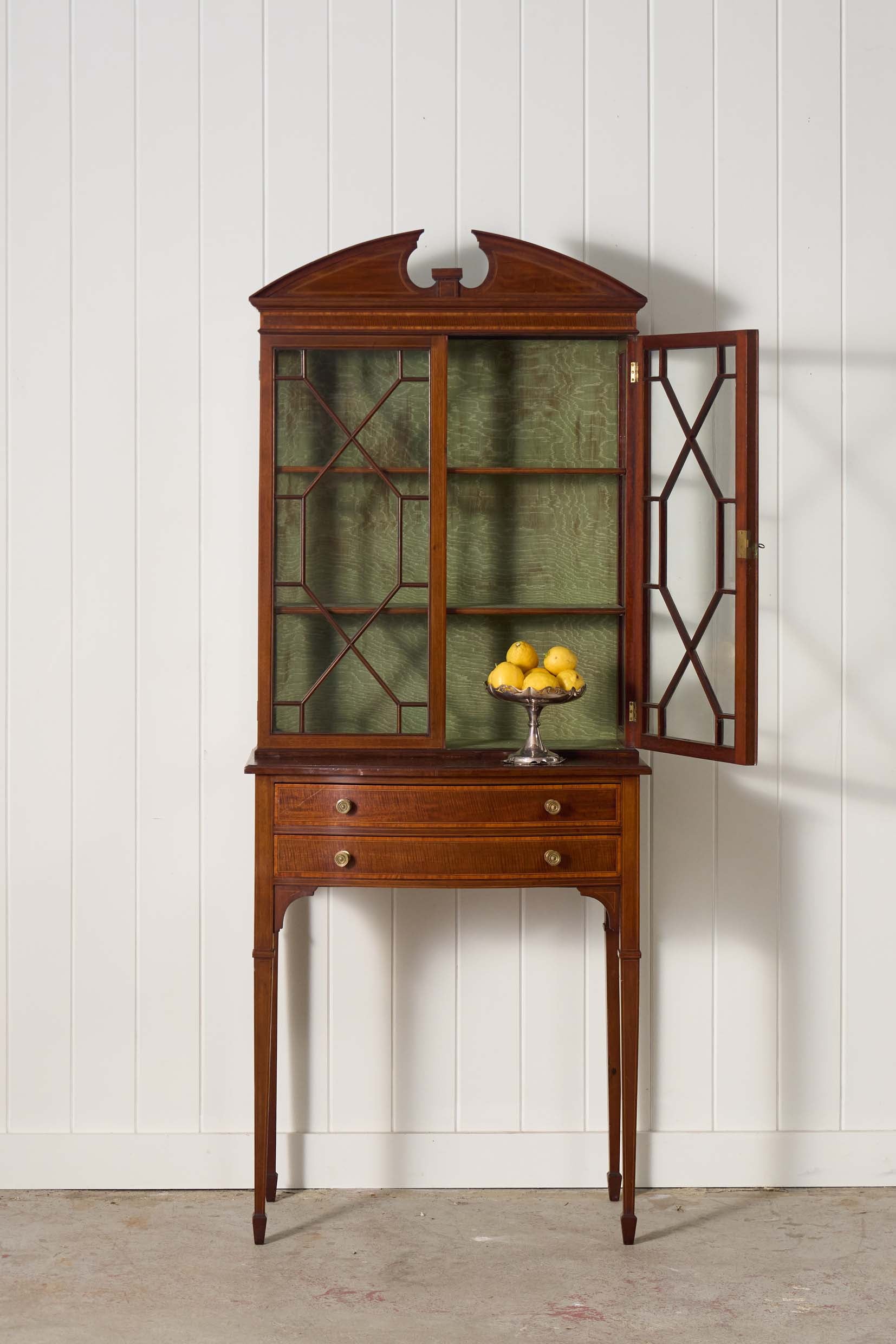 Edwardian Mahogany Inlaid Cabinet on Tapered Legs + Spade Feet (c. 1910)