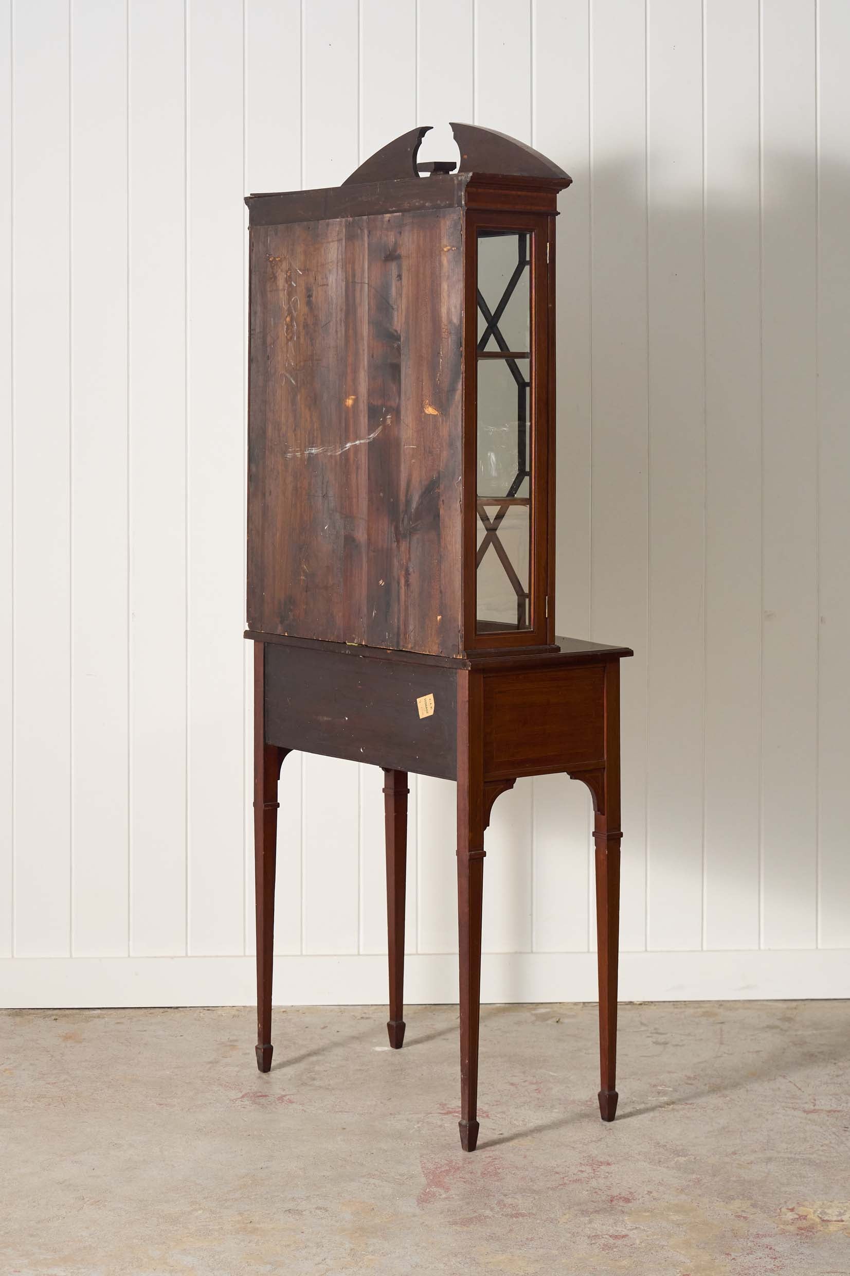 Edwardian Mahogany Inlaid Cabinet on Tapered Legs + Spade Feet (c. 1910)