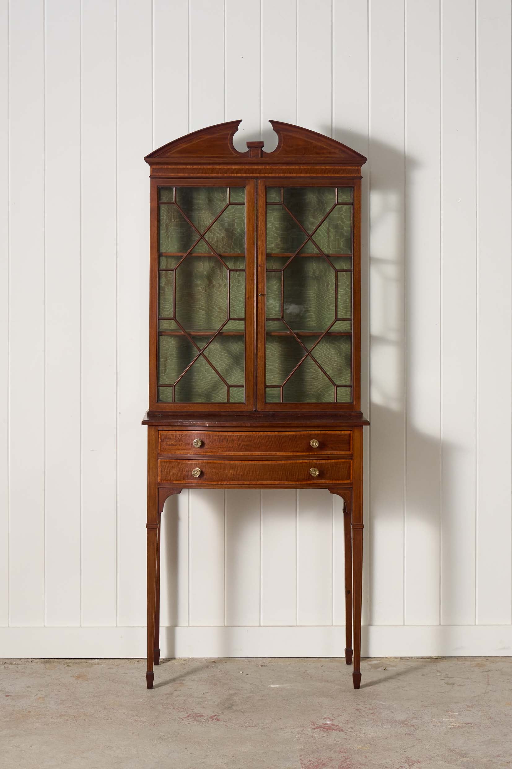 Edwardian Mahogany Inlaid Cabinet on Tapered Legs + Spade Feet (c. 1910)