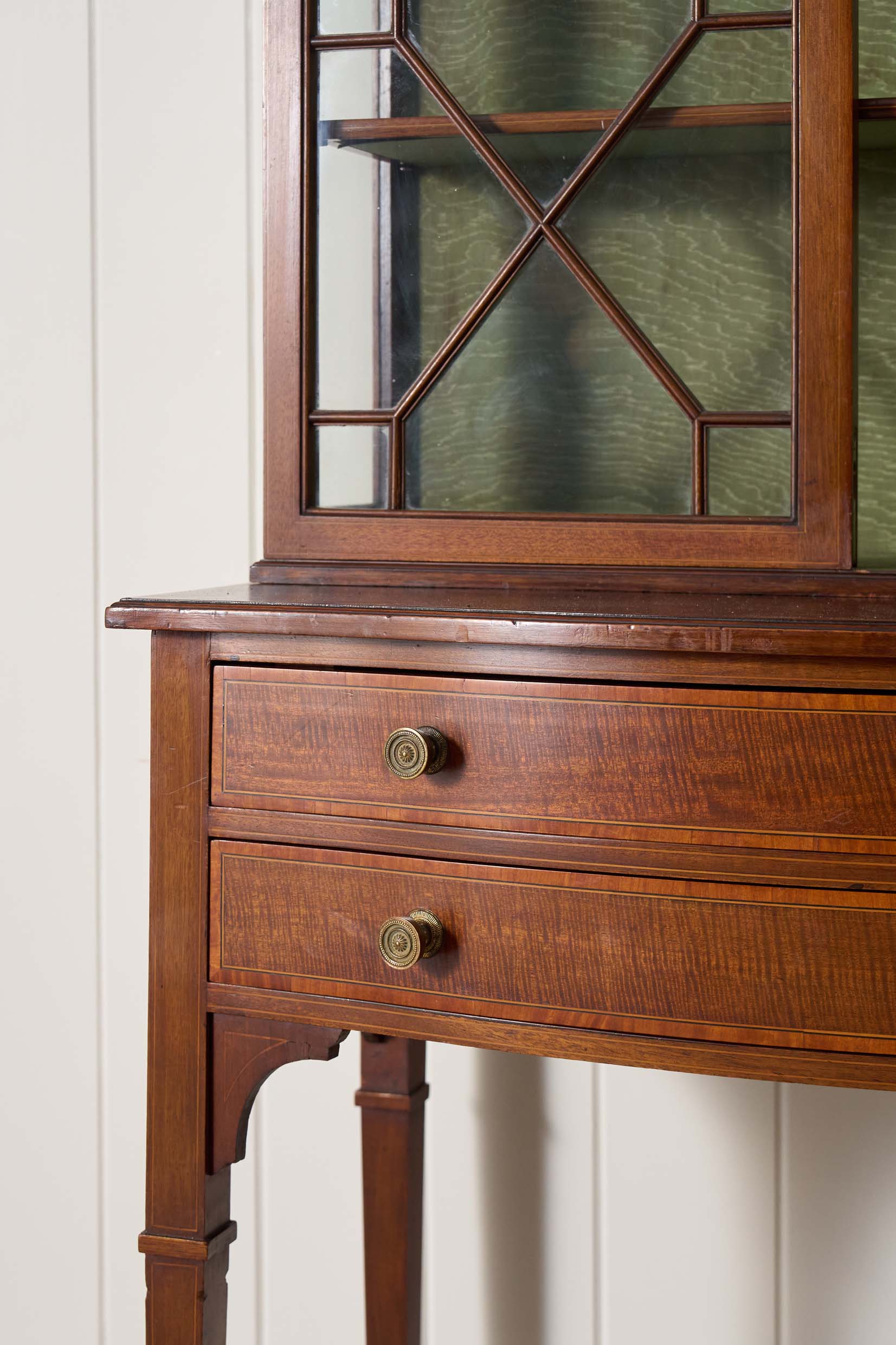 Edwardian Mahogany Inlaid Cabinet on Tapered Legs + Spade Feet (c. 1910)