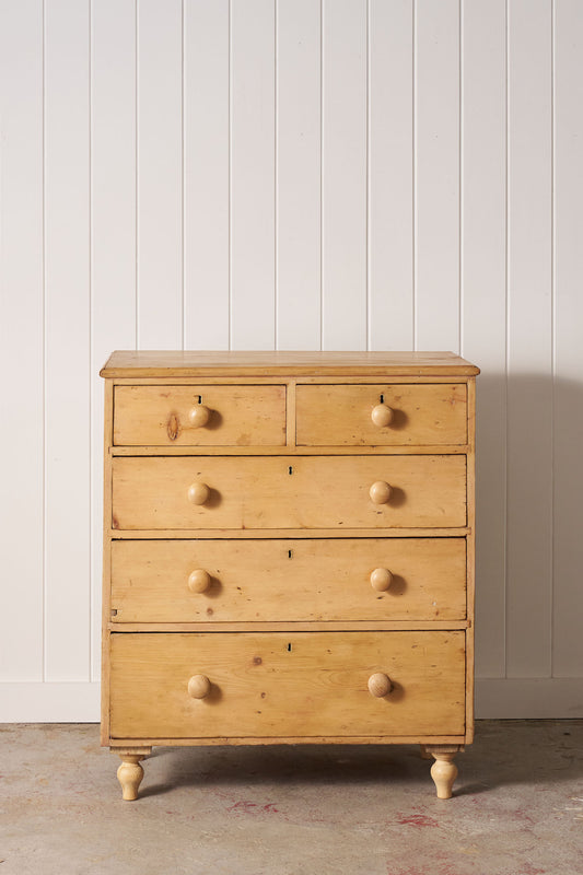 19th Century English Stripped Pine Four Drawer Chest
