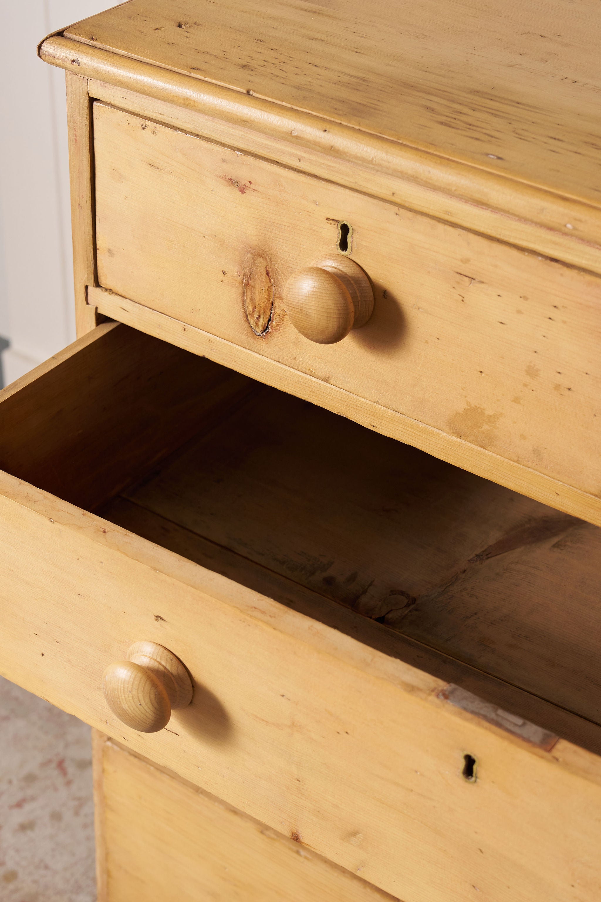 English Stripped Pine Four Drawer Chest