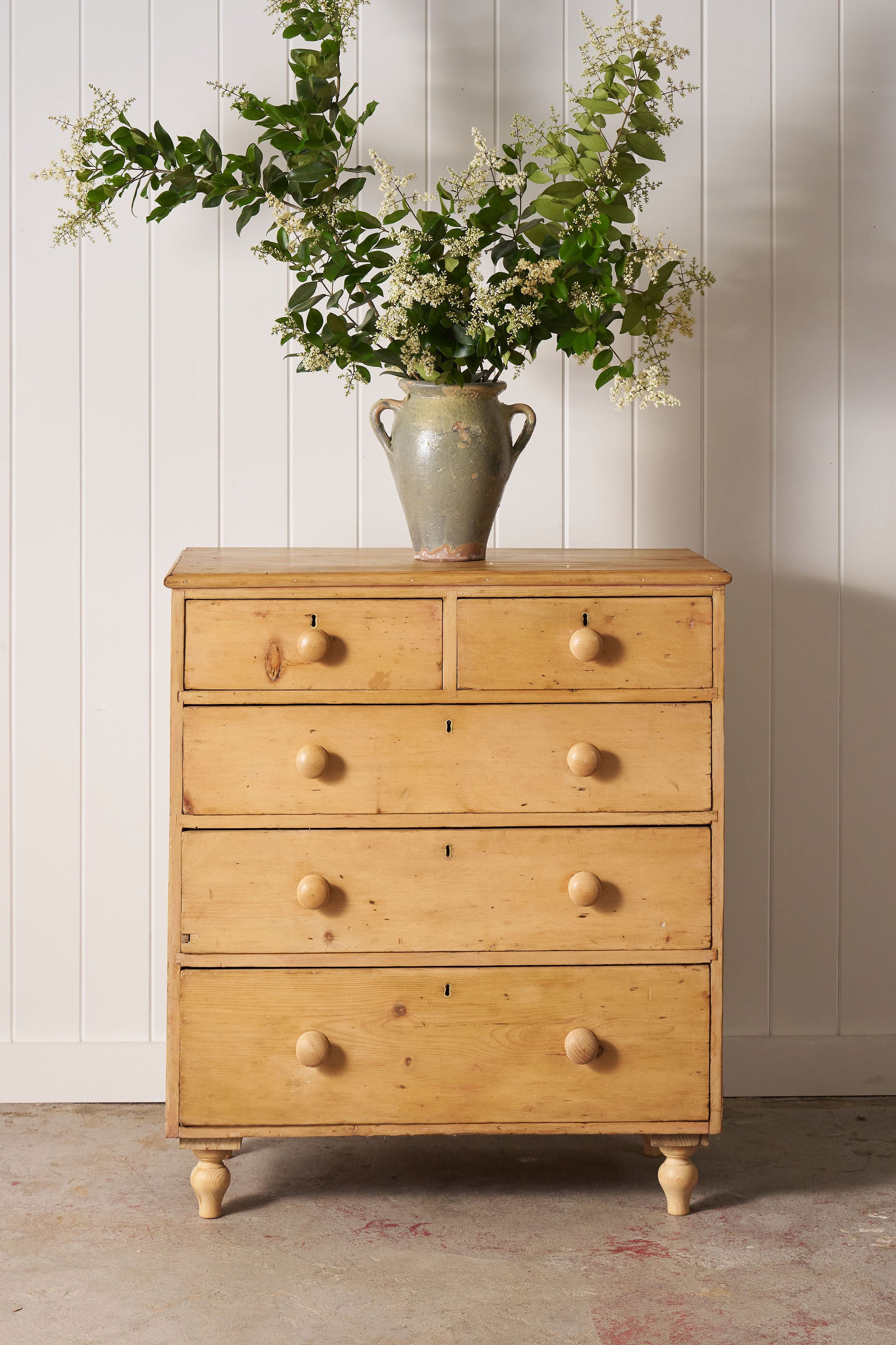 English Stripped Pine Four Drawer Chest