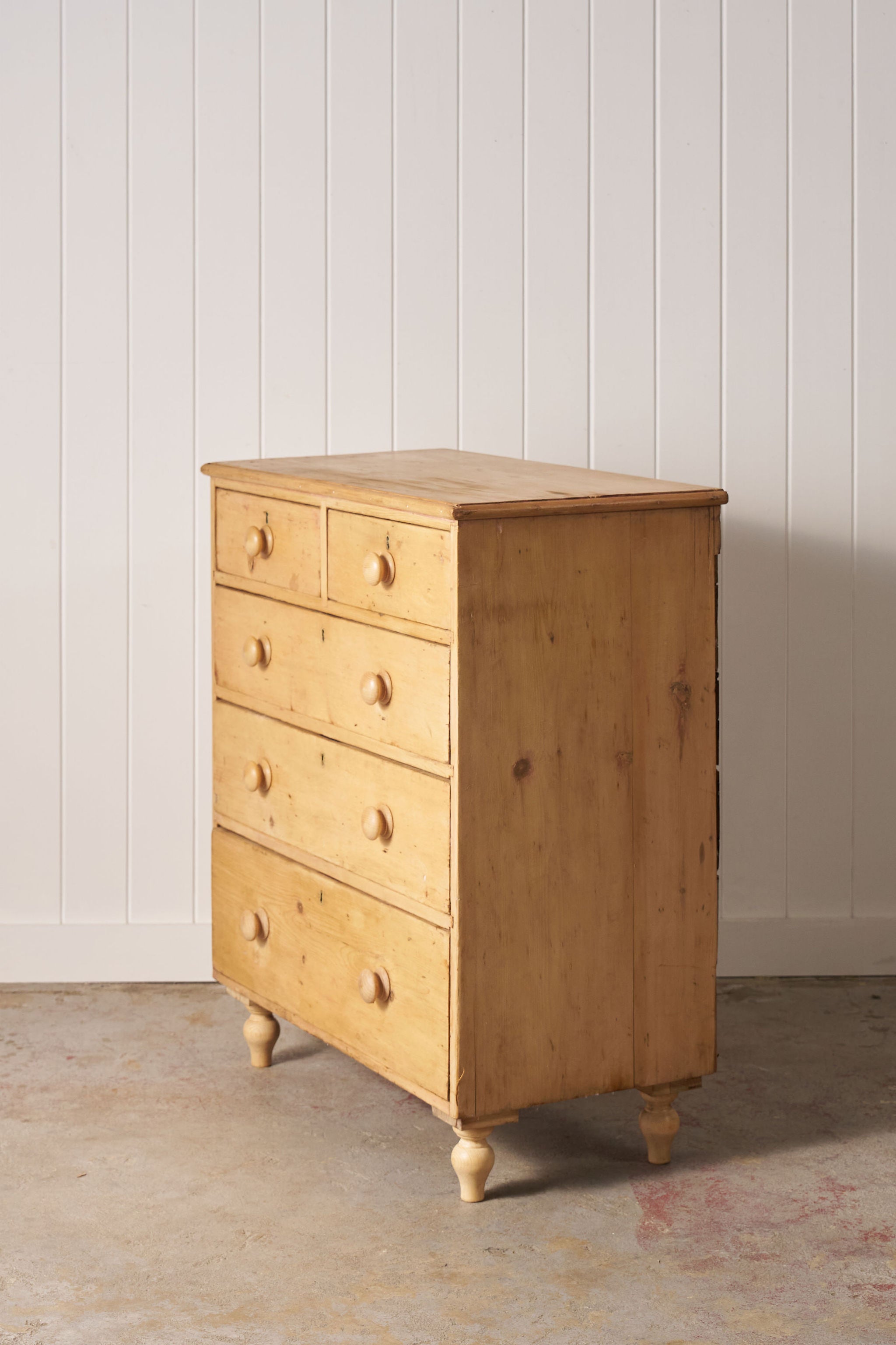 English Stripped Pine Four Drawer Chest
