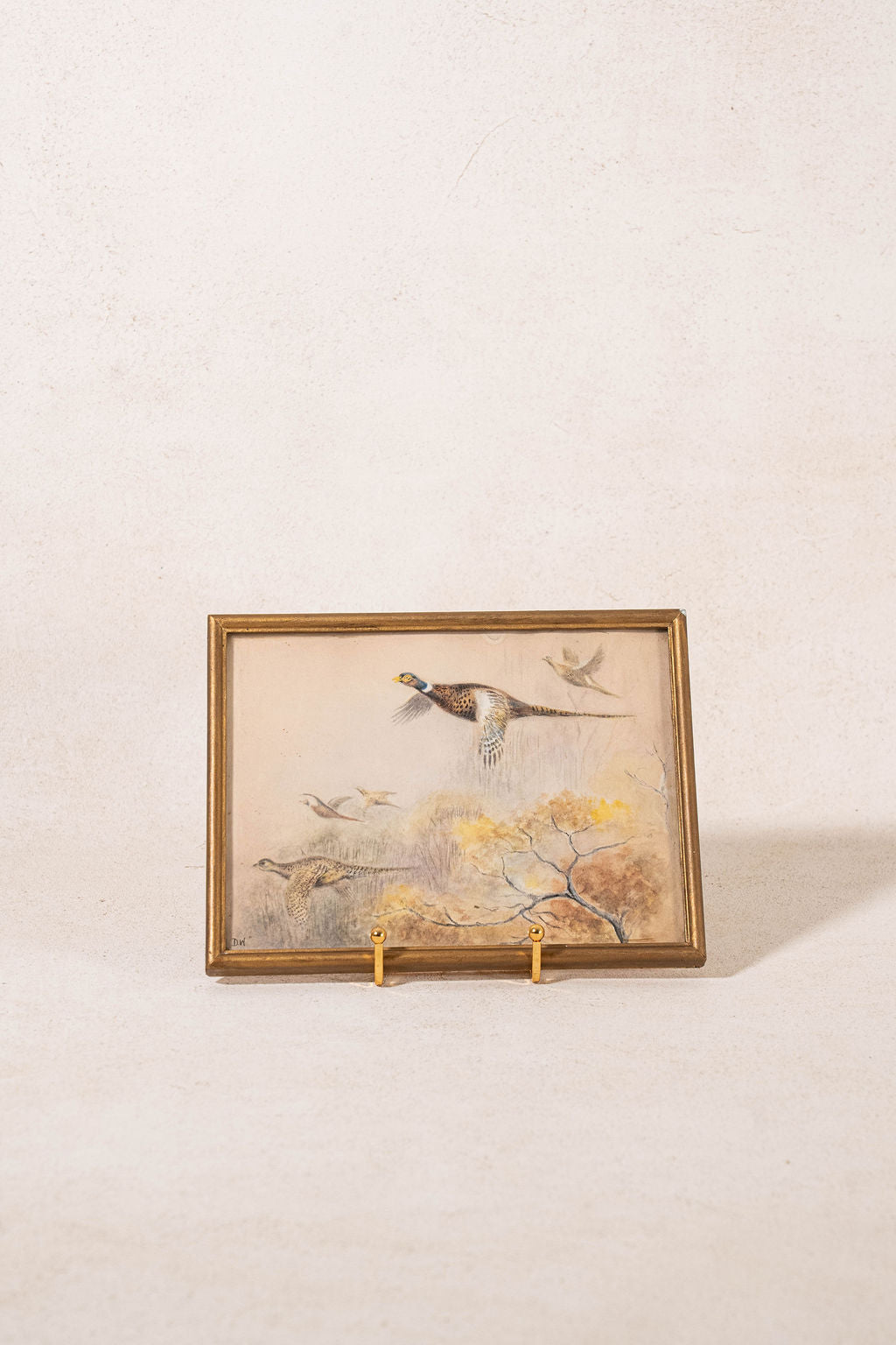 PAIR Original Watercolor Pheasants Flying (c.1920)