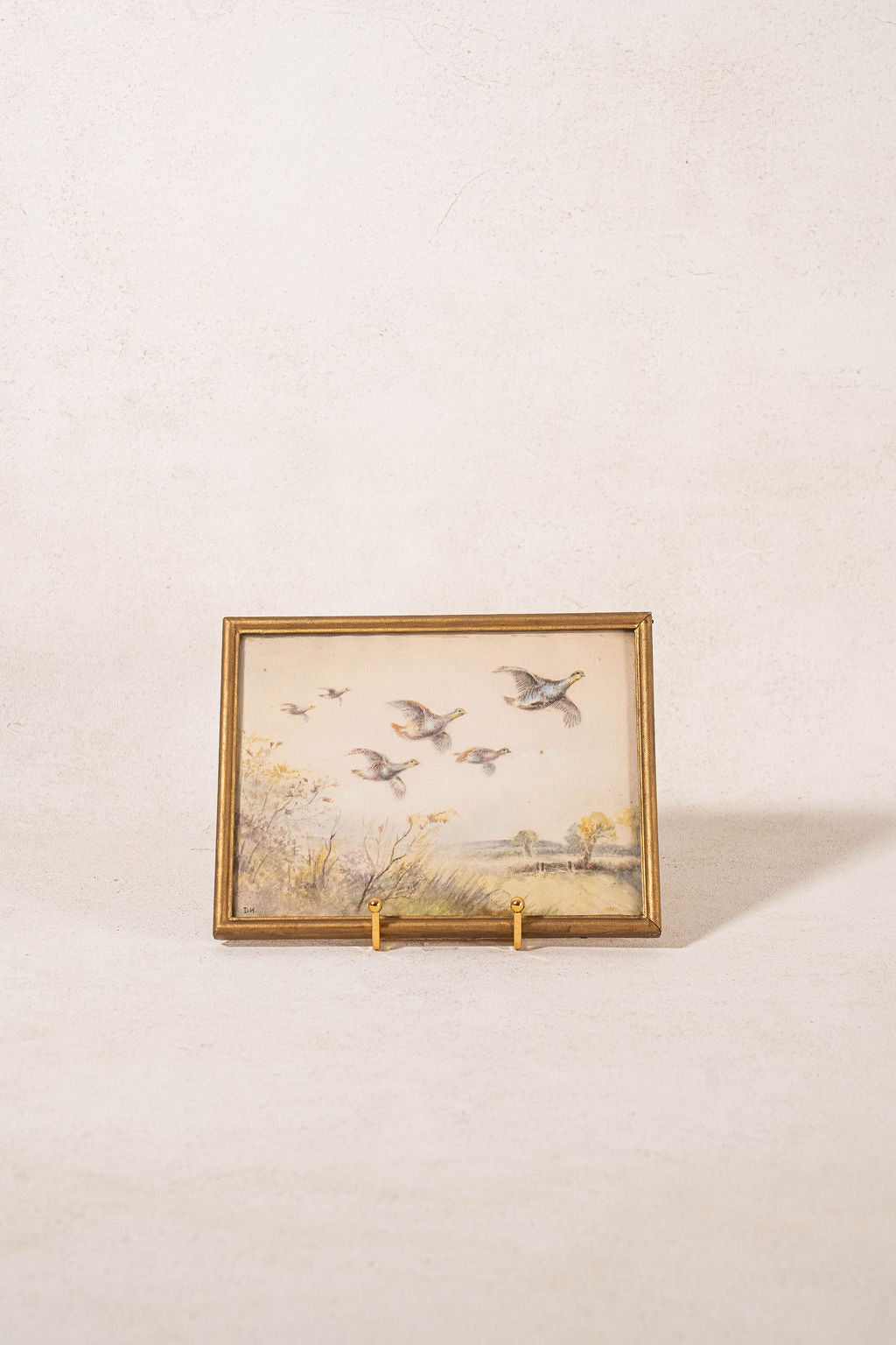 PAIR Original Watercolor Pheasants Flying (c.1920)